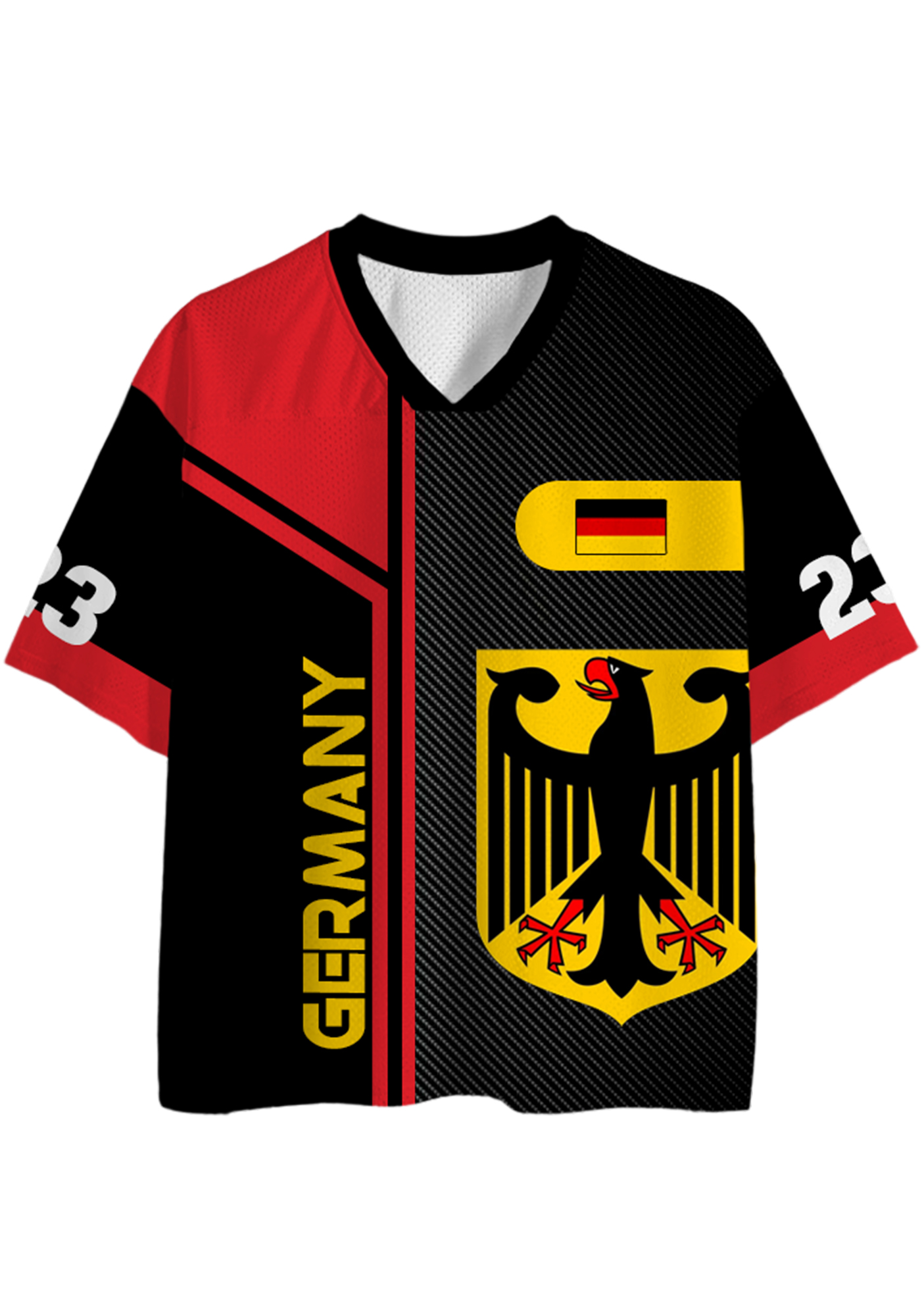 Carbon Fiber Texture German National Eagle Flag Mesh Jersey Shirts
