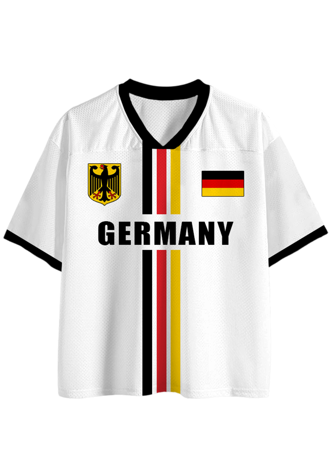 Germany Eagle Vertical Stripe White Mesh Jersey Shirts