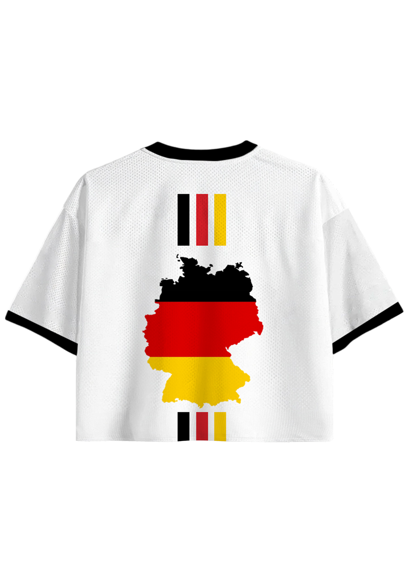 Germany Eagle Vertical Stripe White Cropped Mesh Jersey Shirt