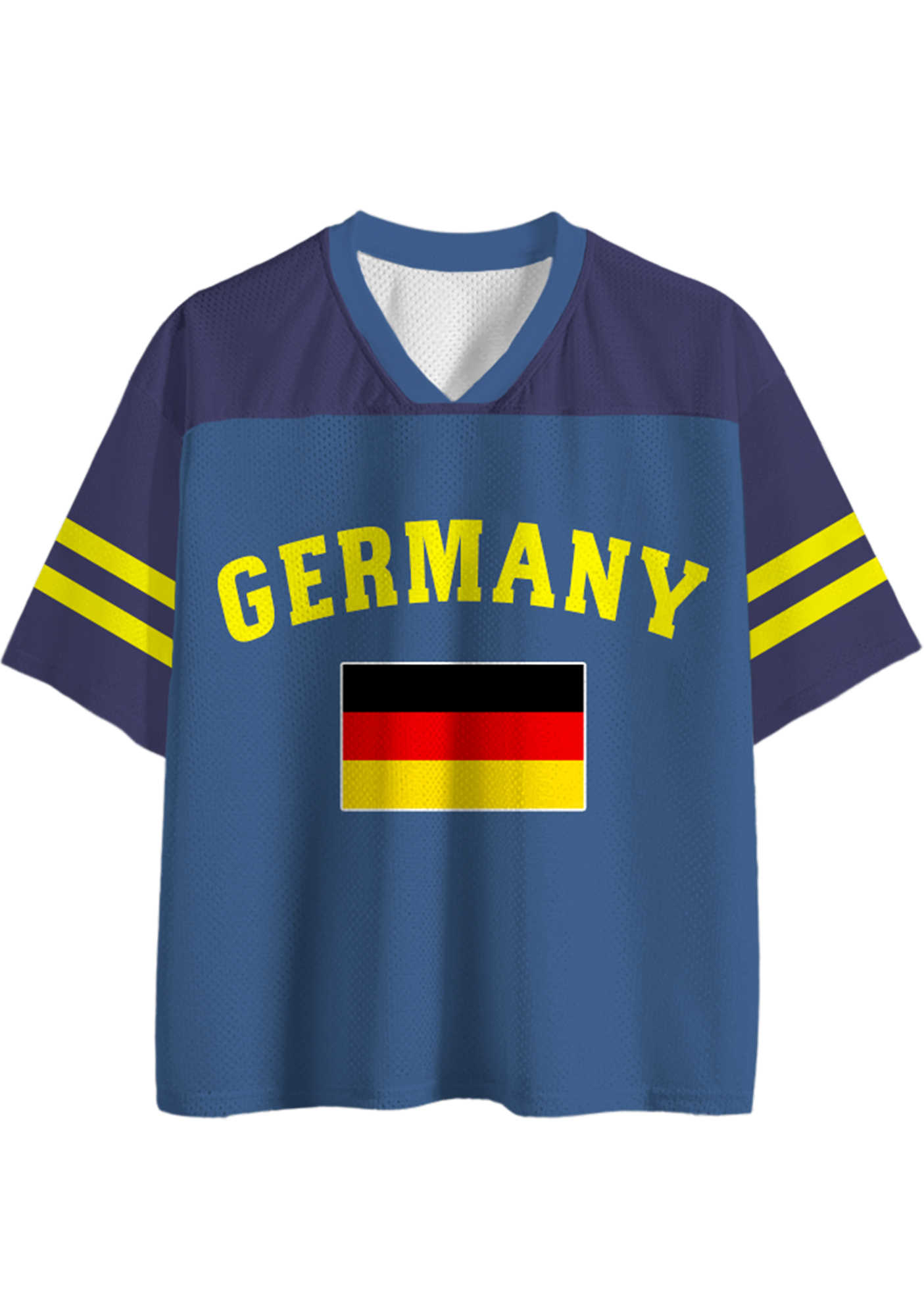 Retro Varsity Style Germany Flag Graphic Mesh Jersey Shirts