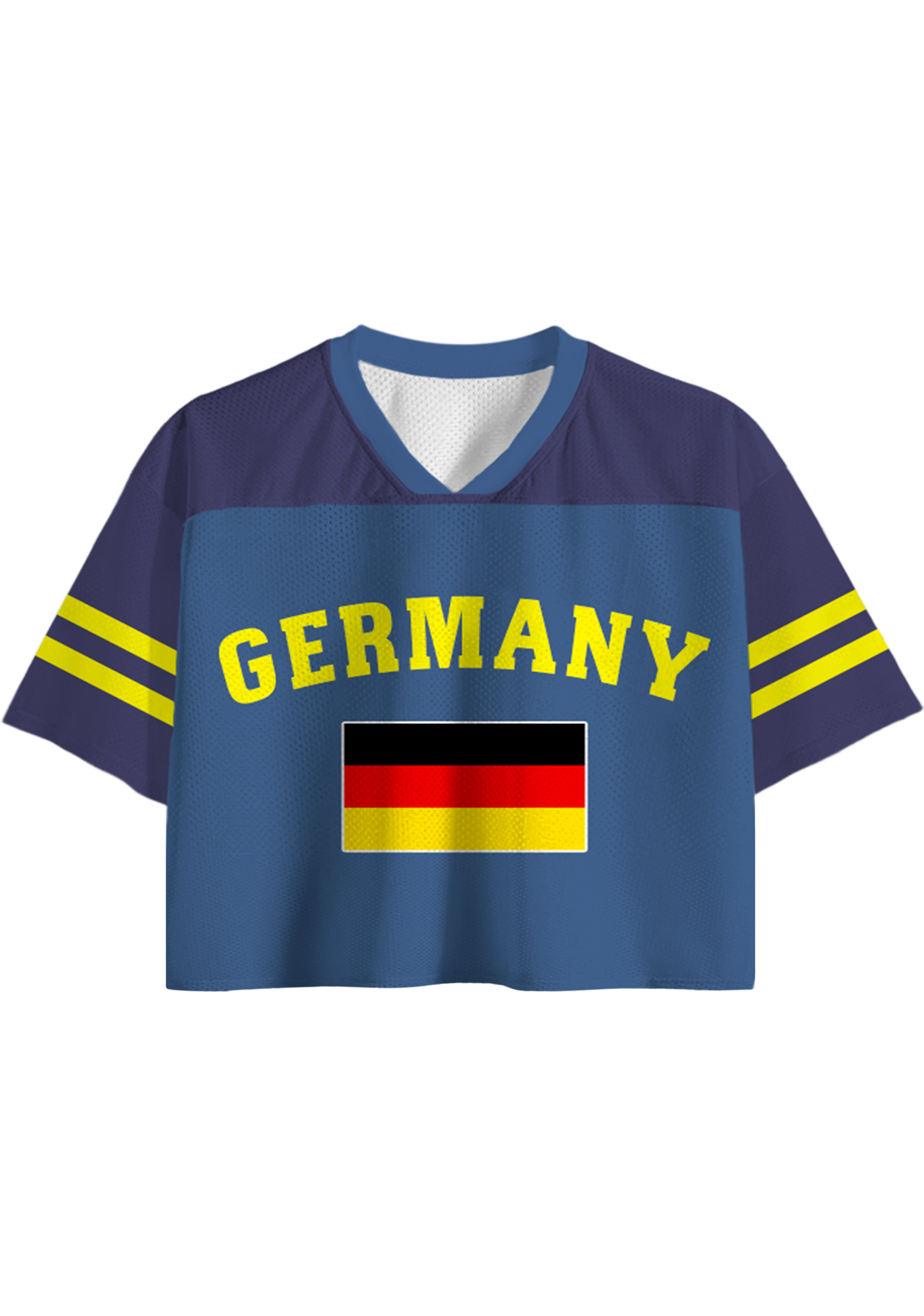 Retro Varsity Style Germany Flag Graphic Cropped Mesh Jersey Shirt