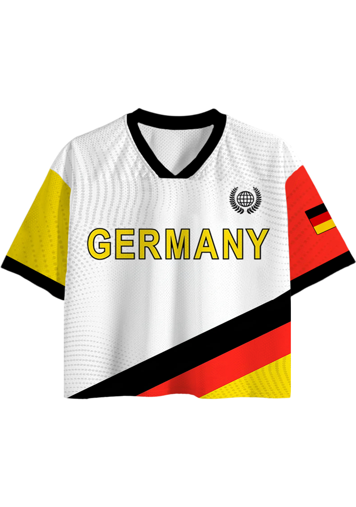 Germany Flag Inspired Cropped Mesh Jersey Shirt