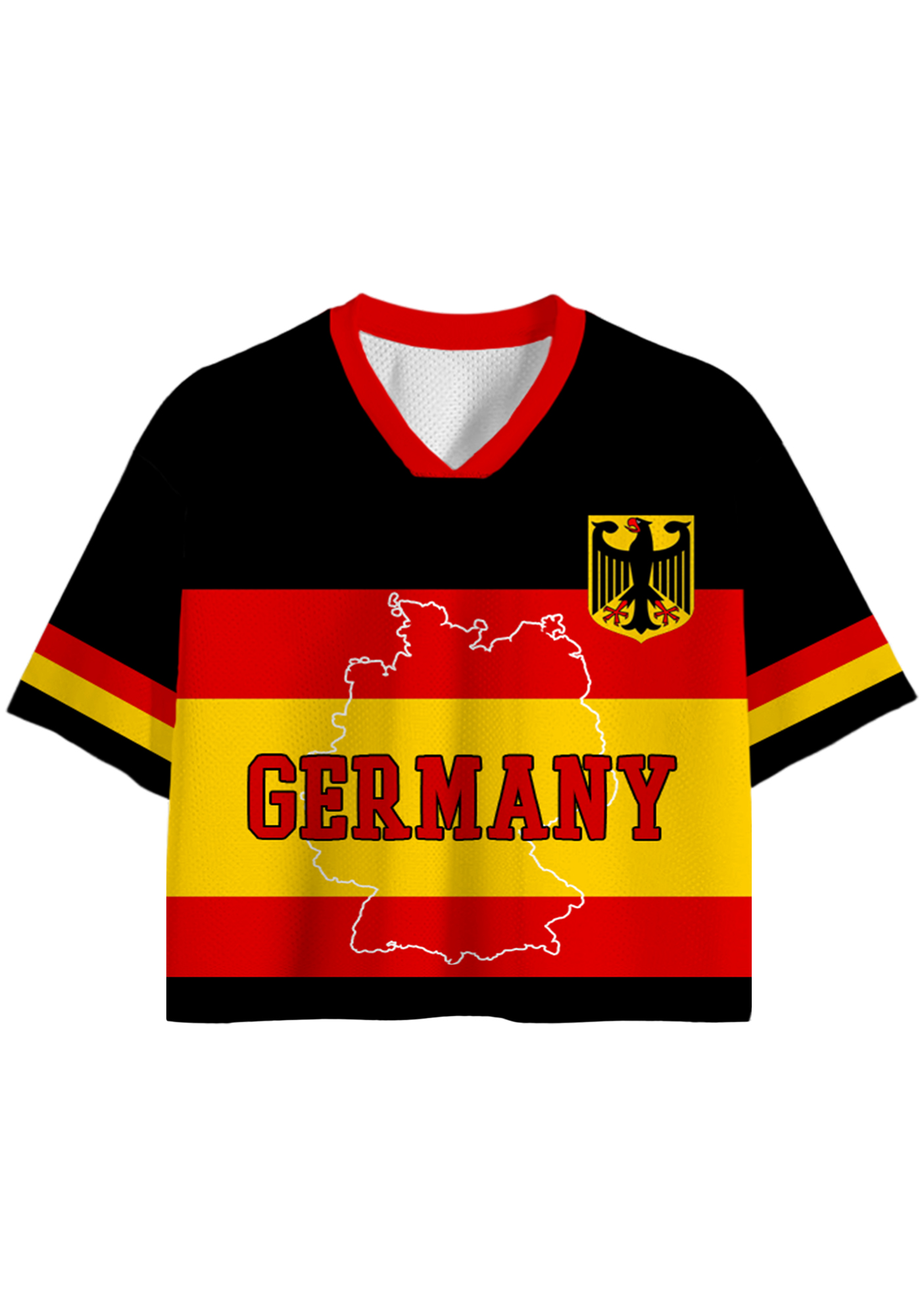 Vintage Germany Map Outline Cropped Mesh Jersey Shirt
