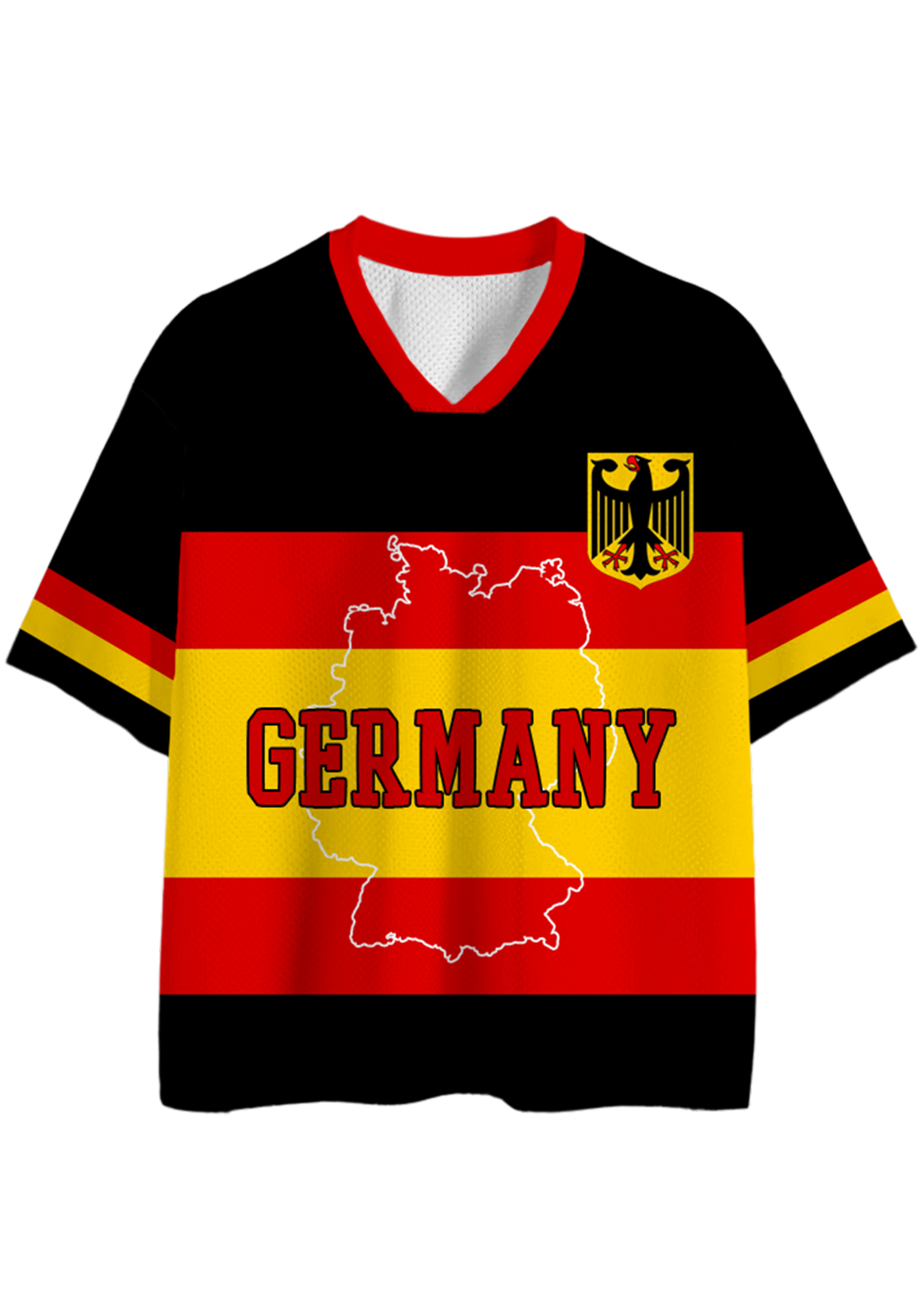 Vintage Germany Map Outline Mesh Jersey Shirts