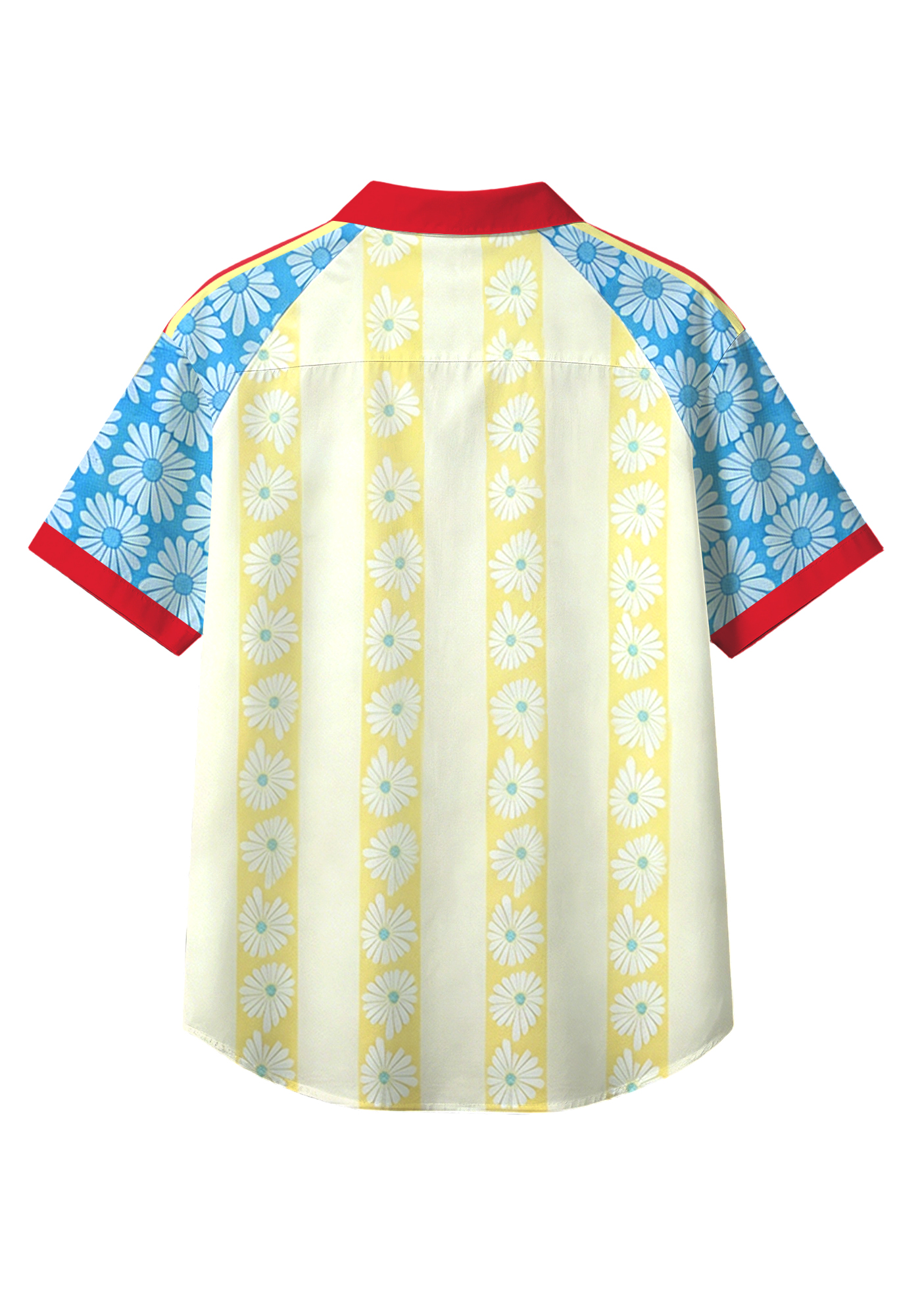 Colombia Daisy Print Striped Button Up Hawaiian Shirt