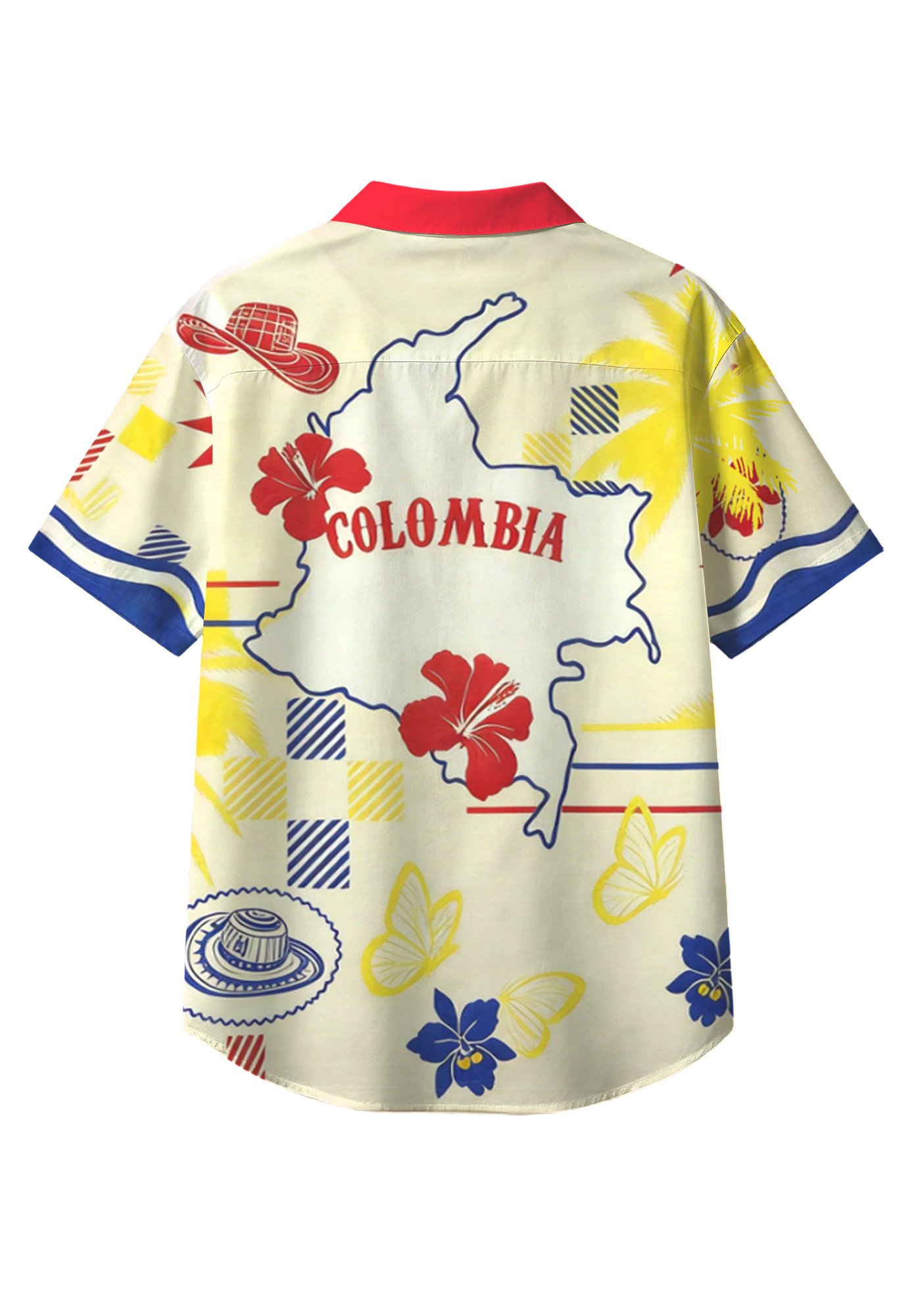 Colombia National Print Casual Button Up Hawaiian Shirt