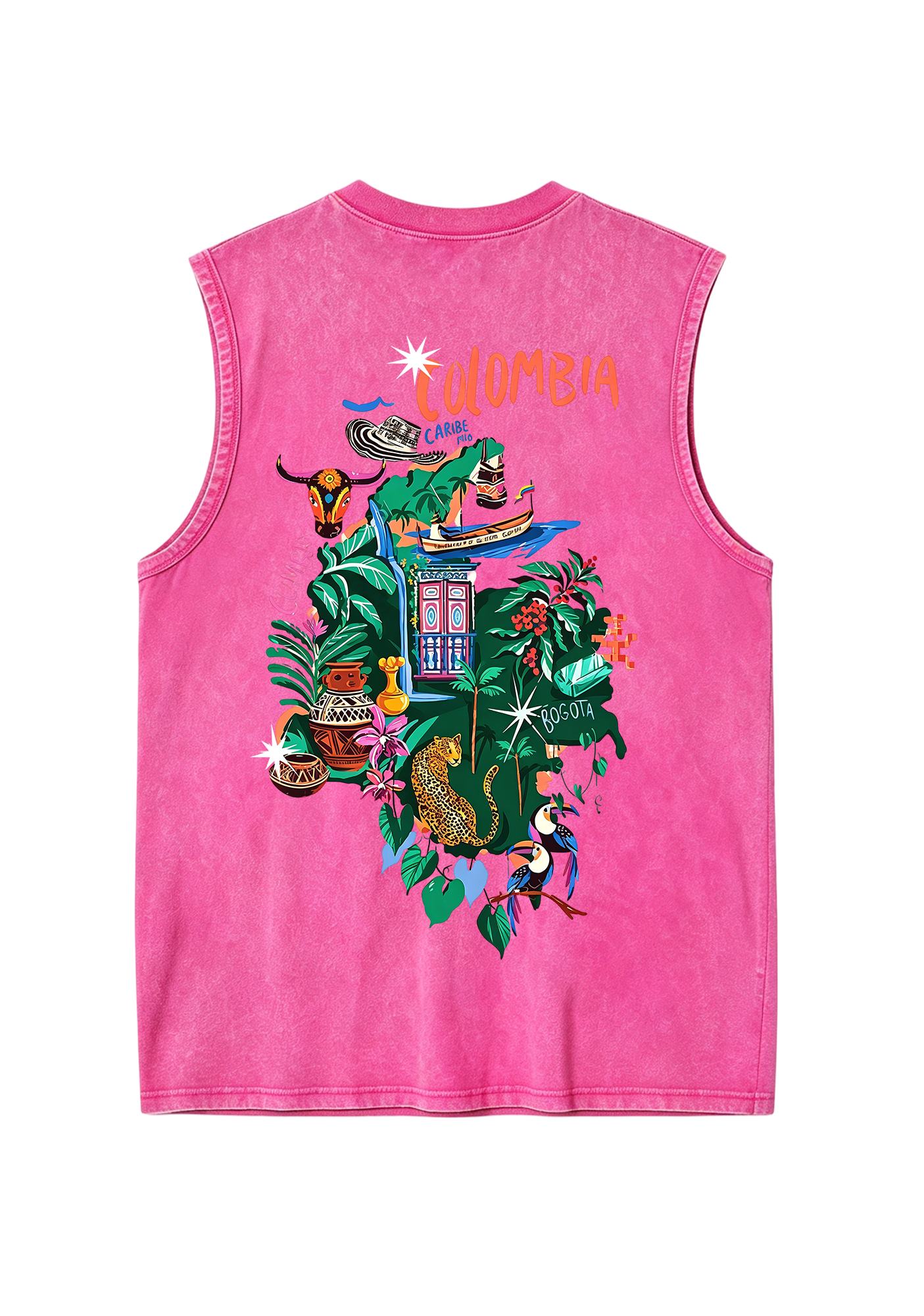 Colombia Tropical Cultural Map Washed Tank