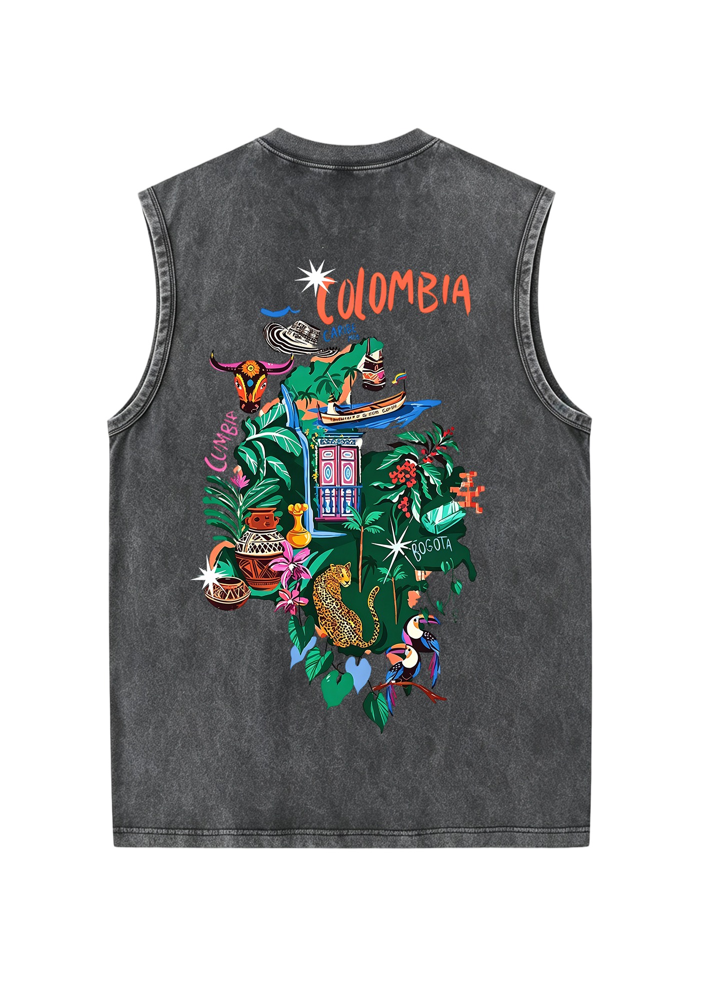 Colombia Tropical Cultural Map Washed Tank