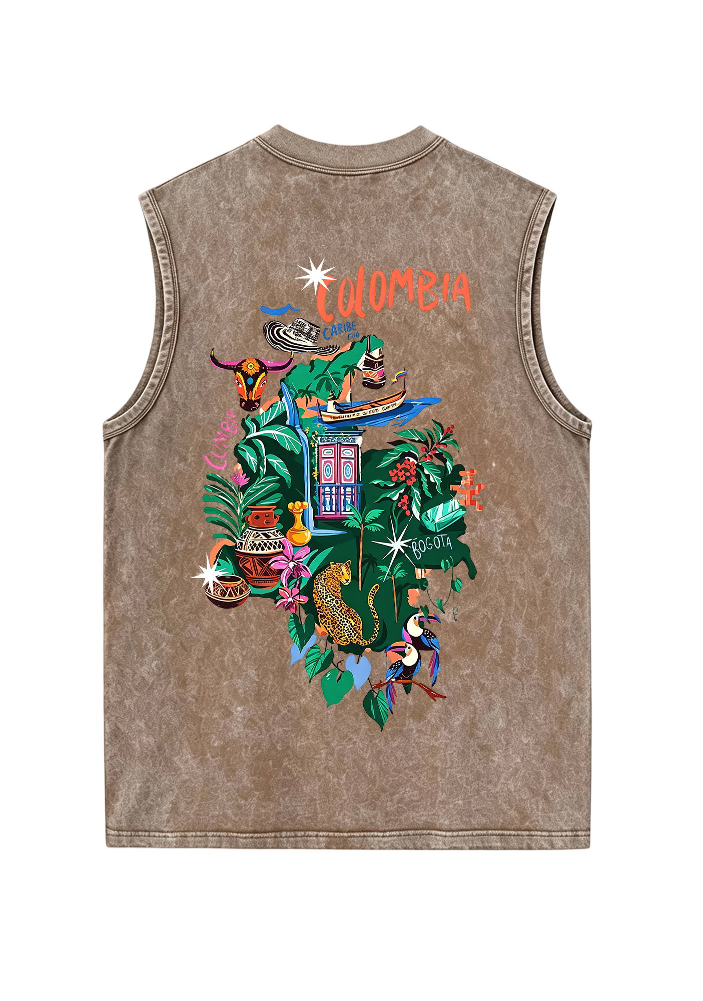 Colombia Tropical Cultural Map Washed Tank