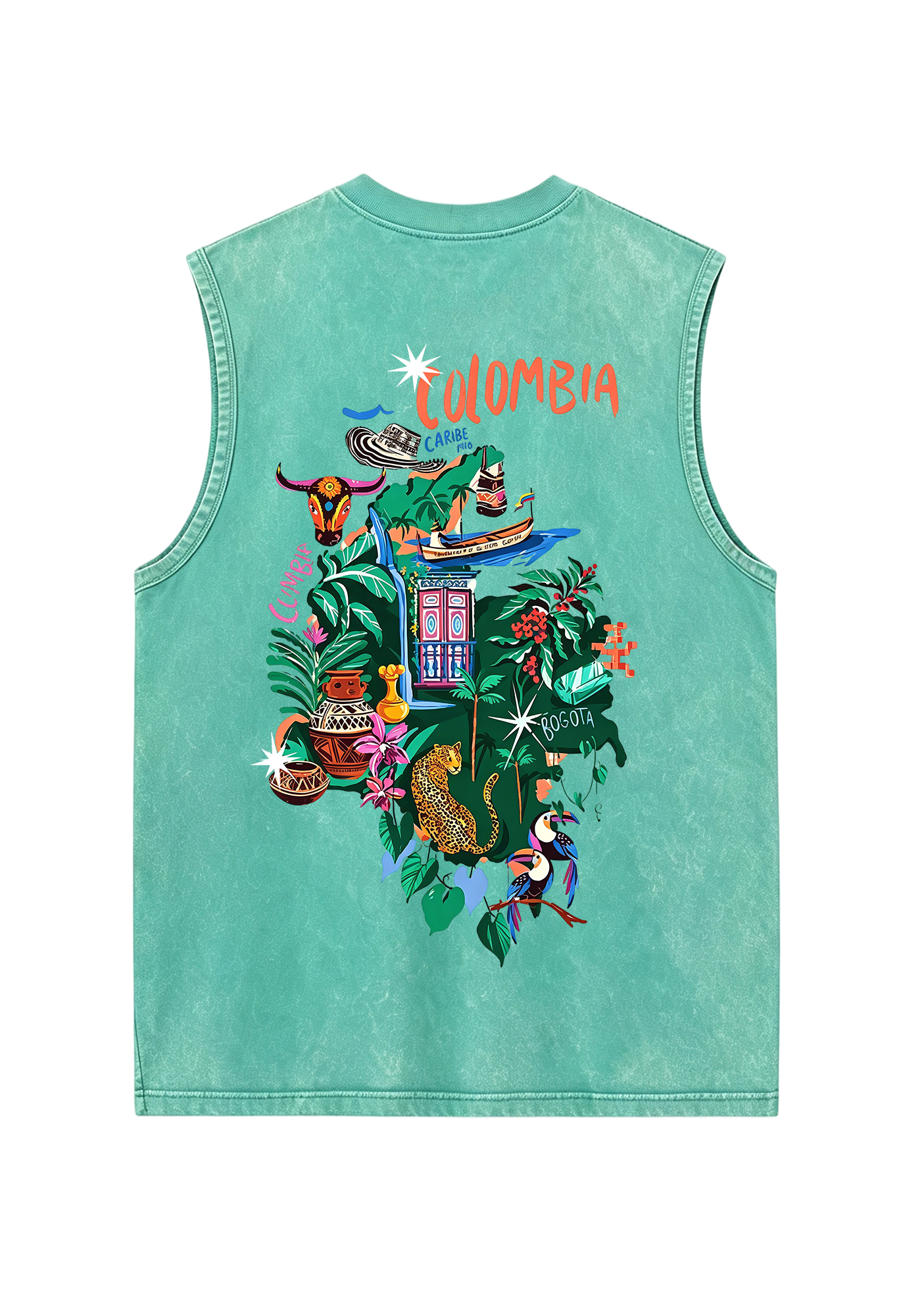 Colombia Tropical Cultural Map Washed Tank