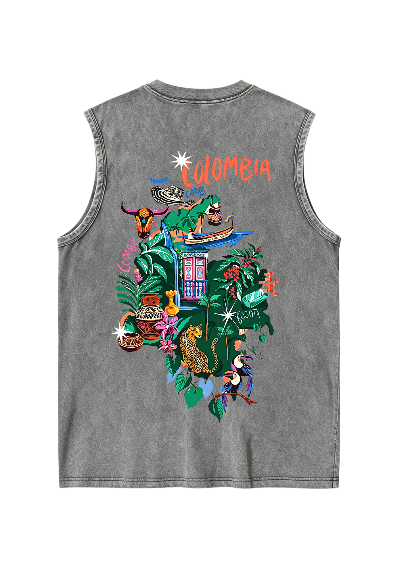 Colombia Tropical Cultural Map Washed Tank