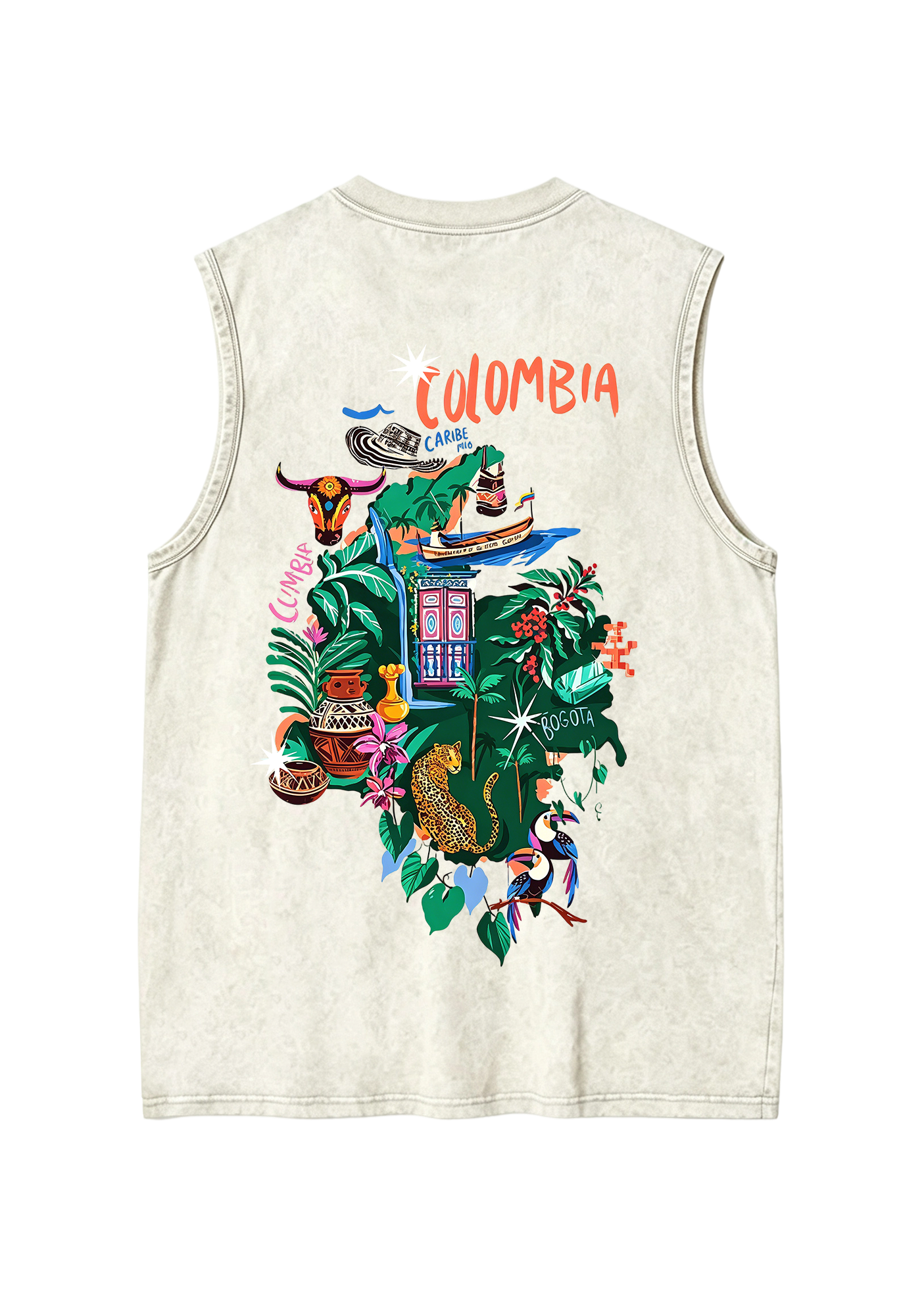 Colombia Tropical Cultural Map Washed Tank