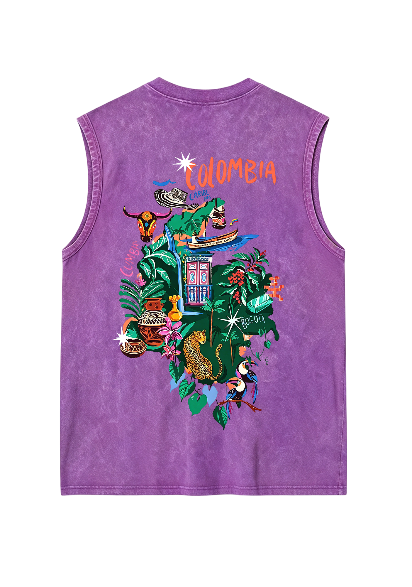 Colombia Tropical Cultural Map Washed Tank