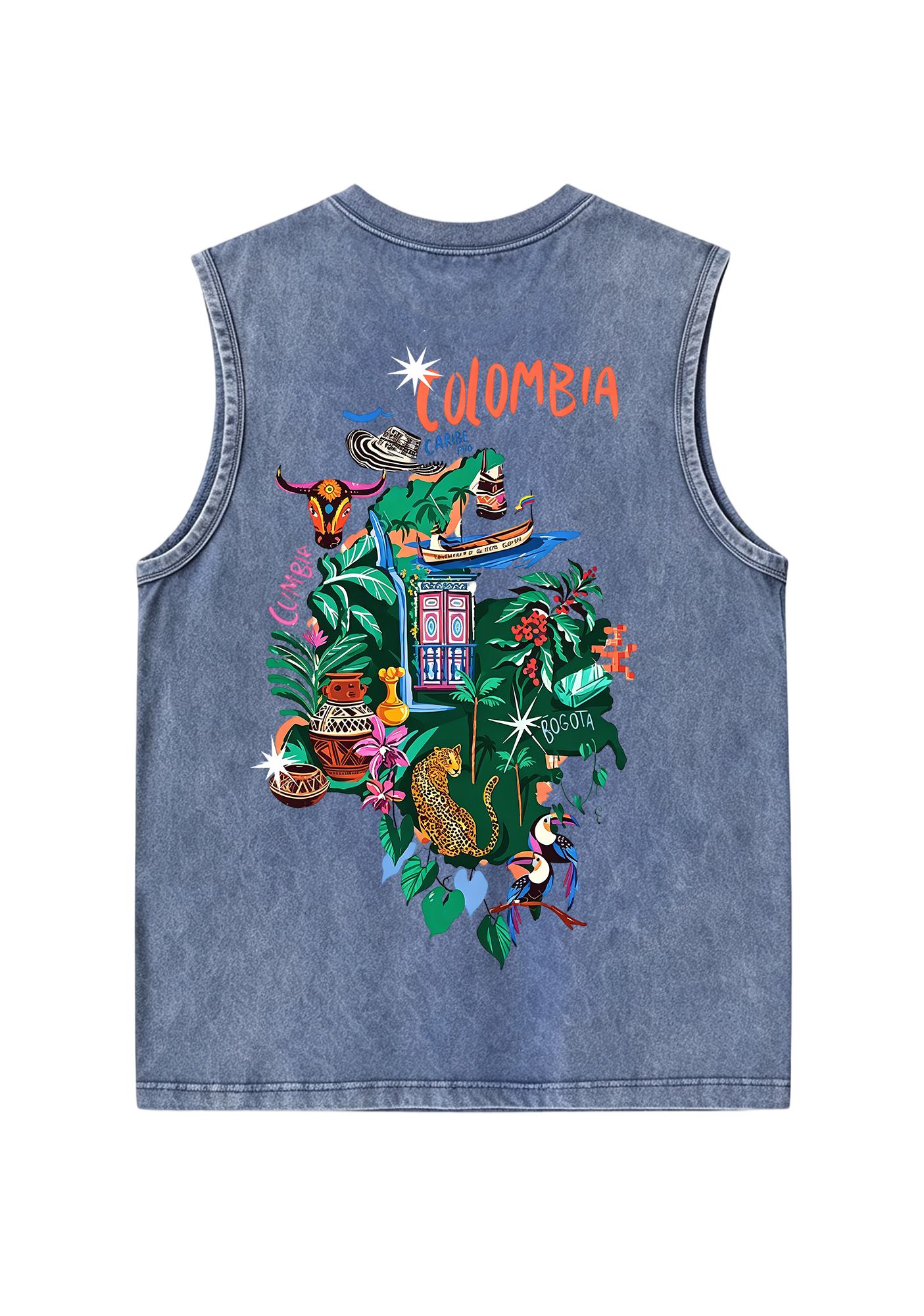 Colombia Tropical Cultural Map Washed Tank