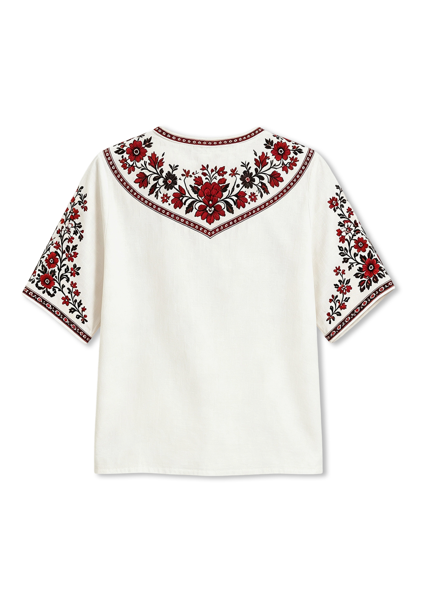 Boho Floral Border Ottawa Redblacks V-Neck Blouse