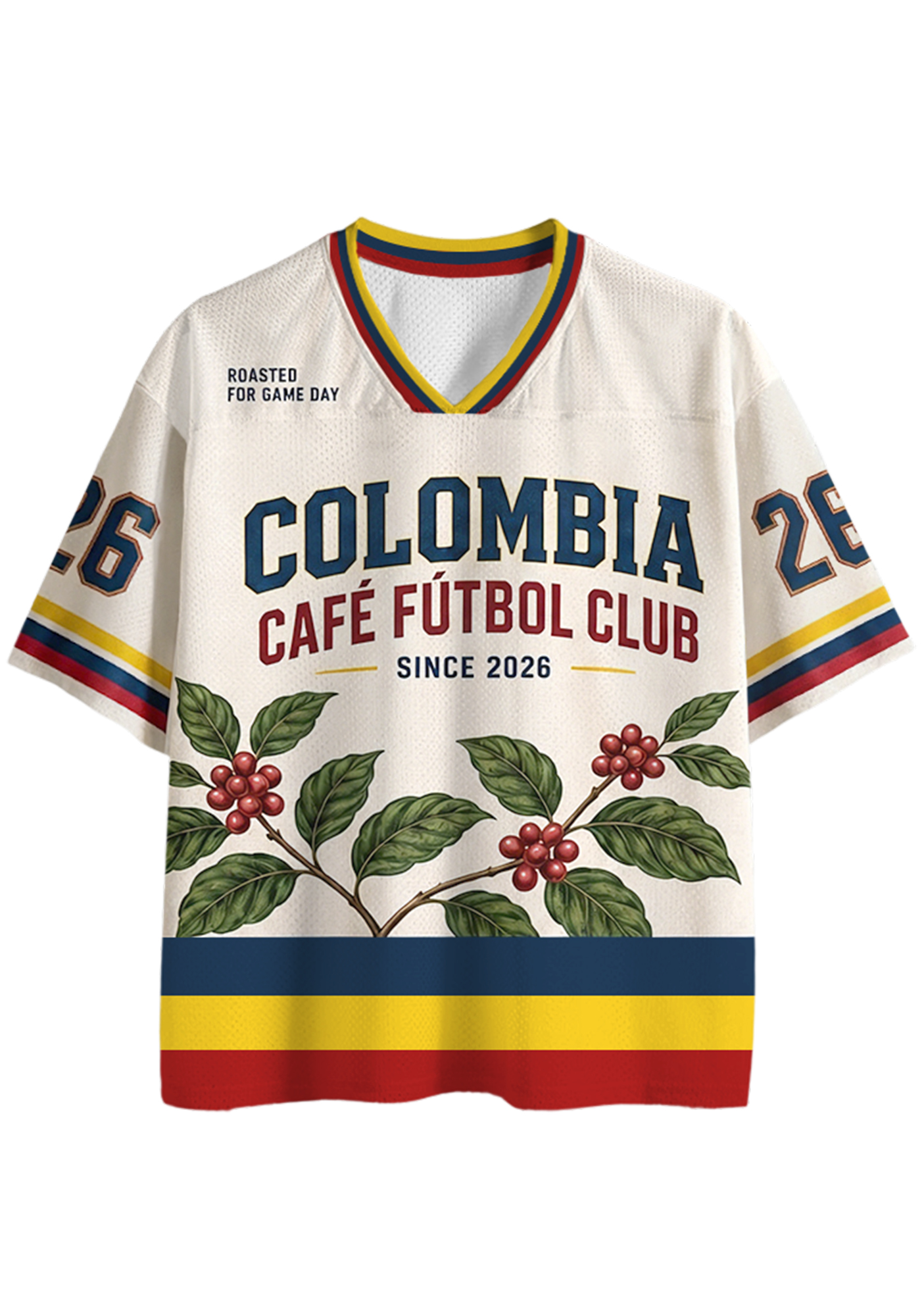 Colombia Coffee Bean Cafe Futbol Mesh Jersey Shirts