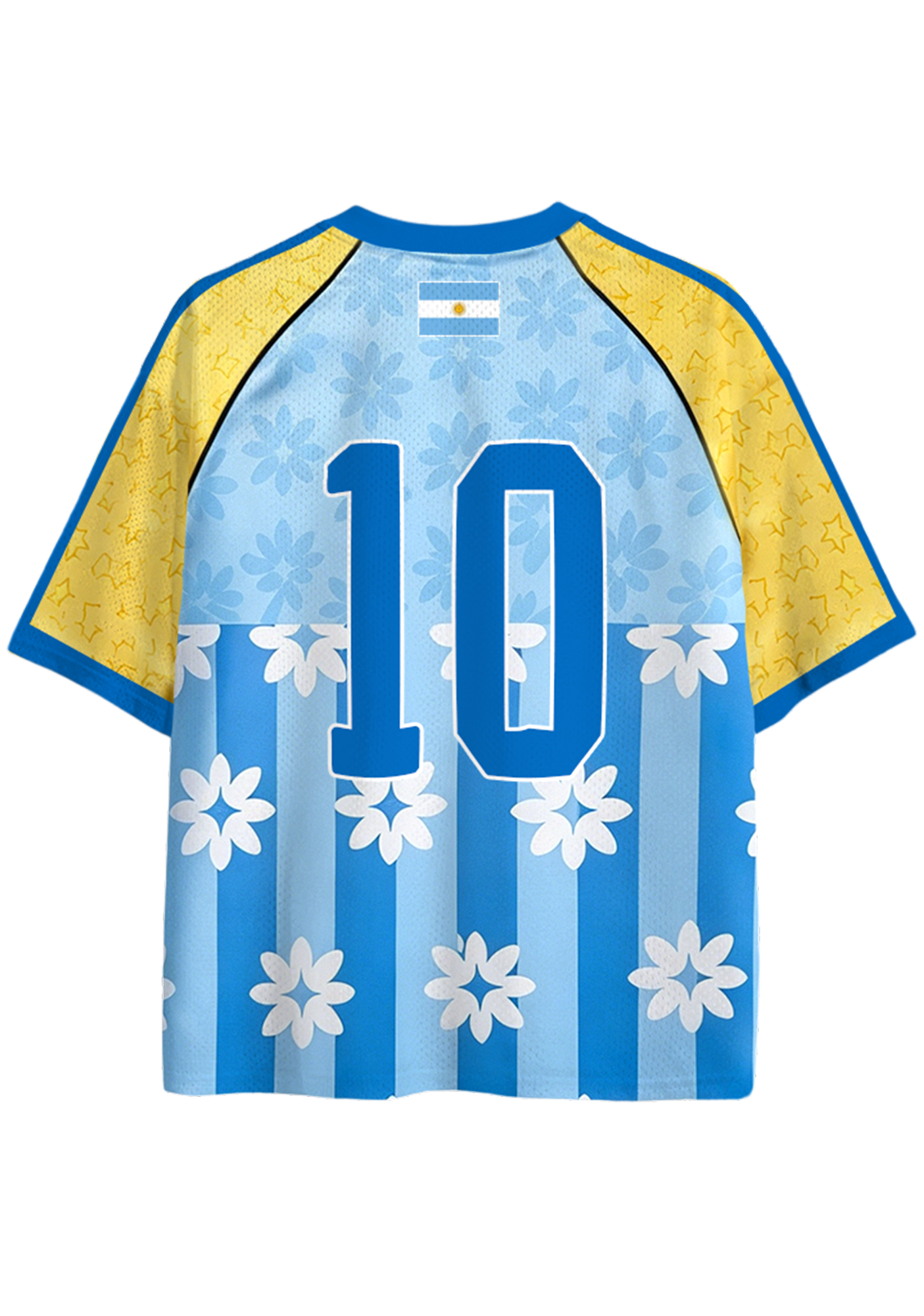 Argentina Floral Stripe Star Print Mesh Jersey Shirts