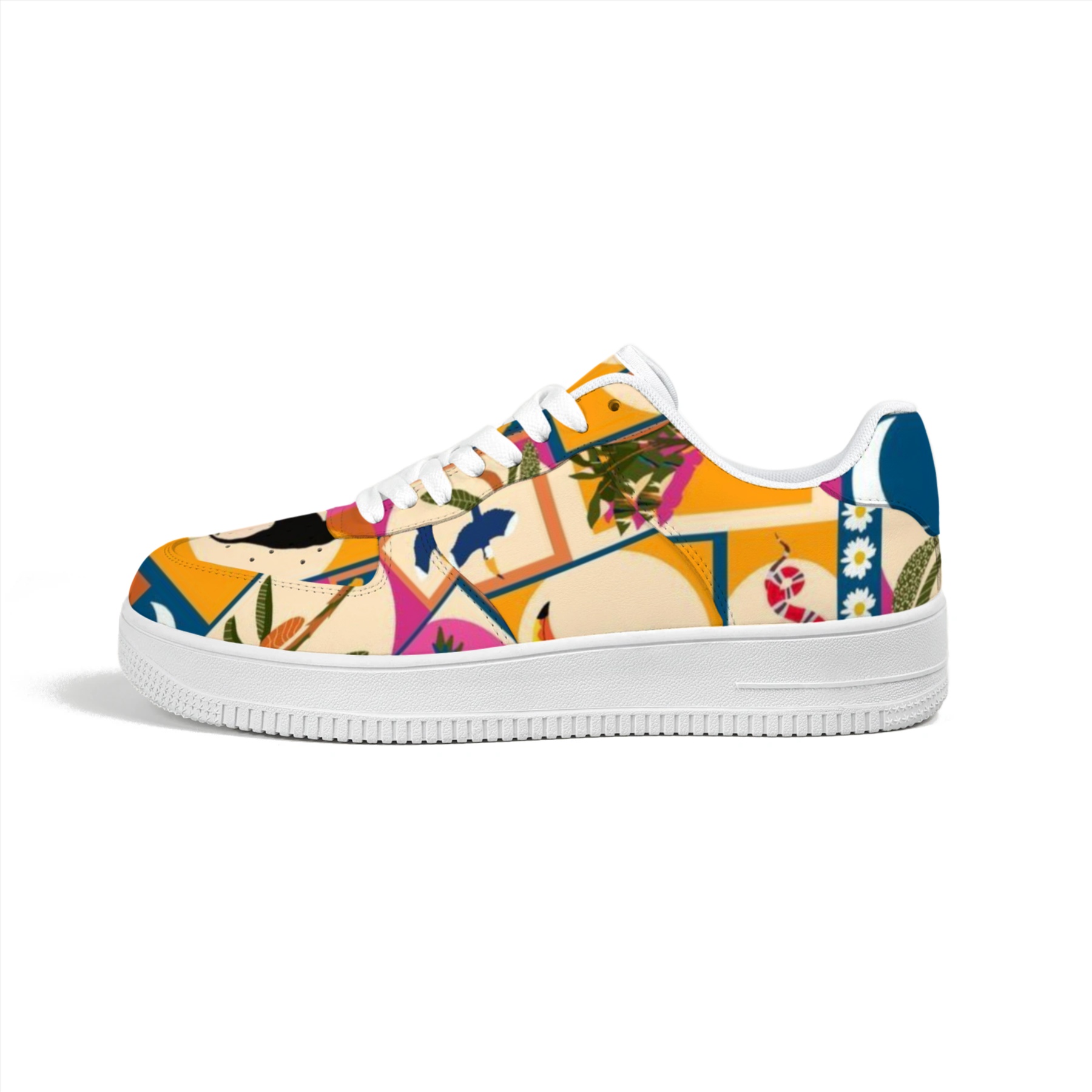 Tropical Leaves and Floral Elements Top Sneakers