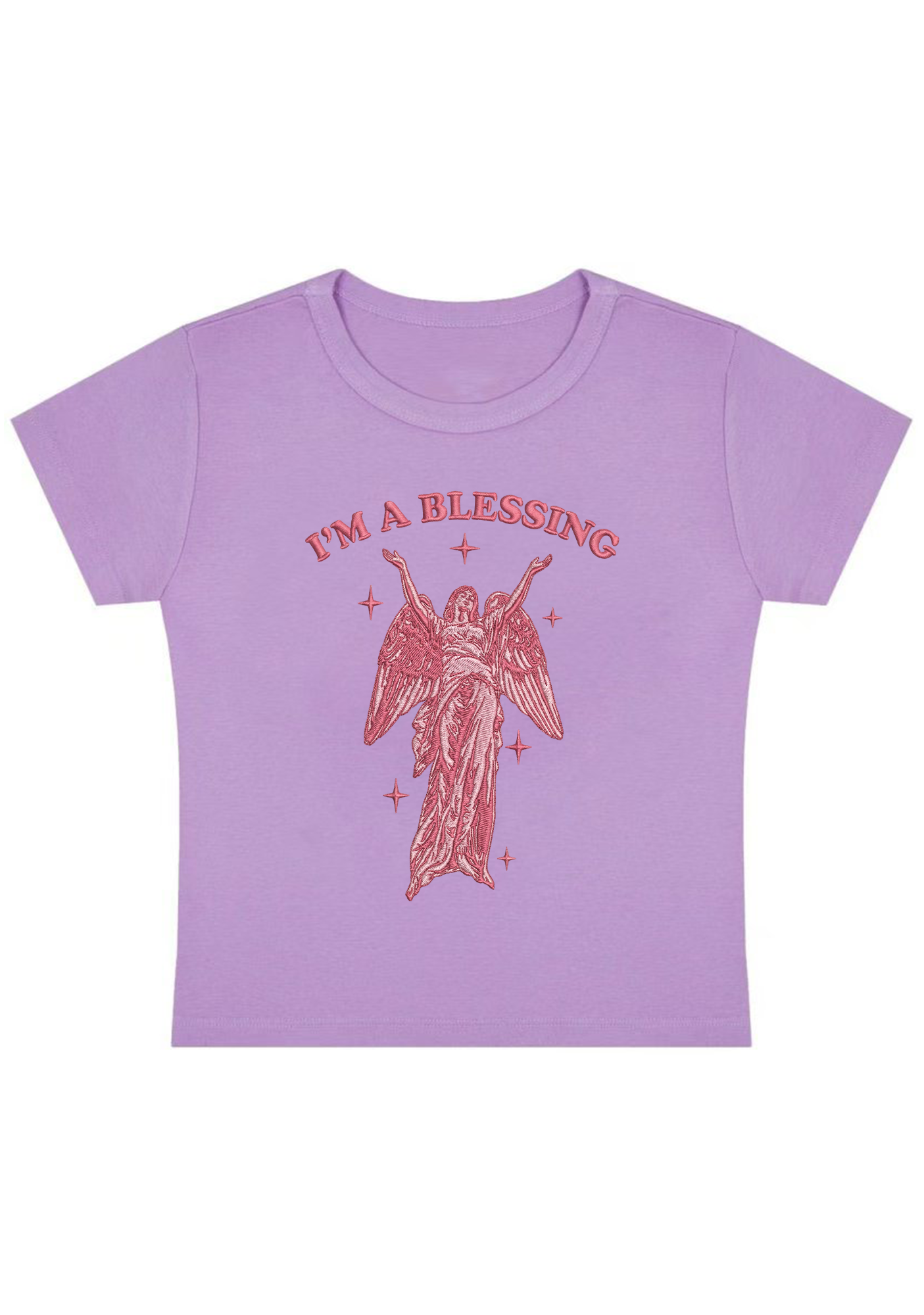 I'm A Blessing Embroidery Y2K Baby Tee