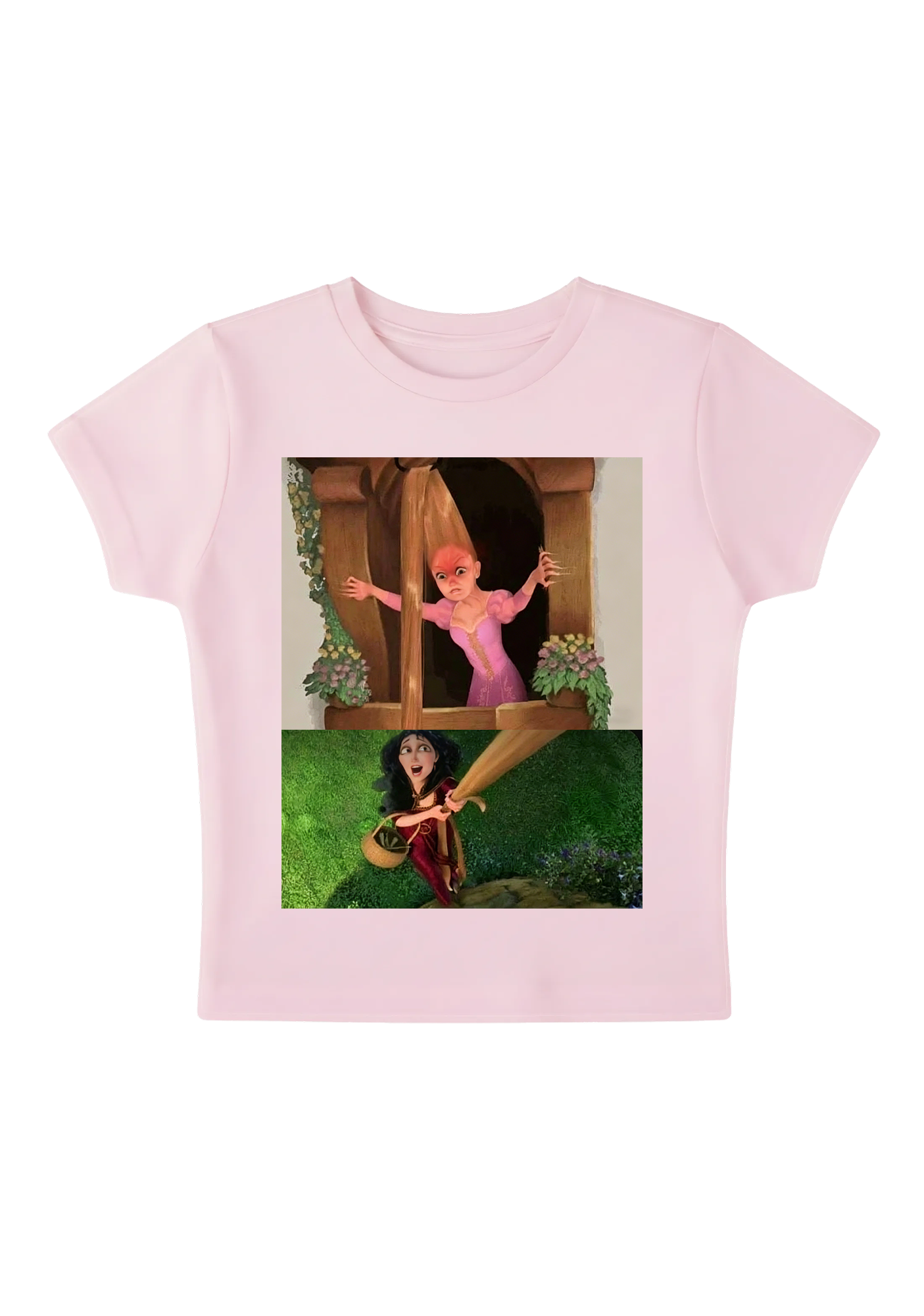 Tangled Rapunzel vs Mother Gothel Meme Y2K Baby Tee