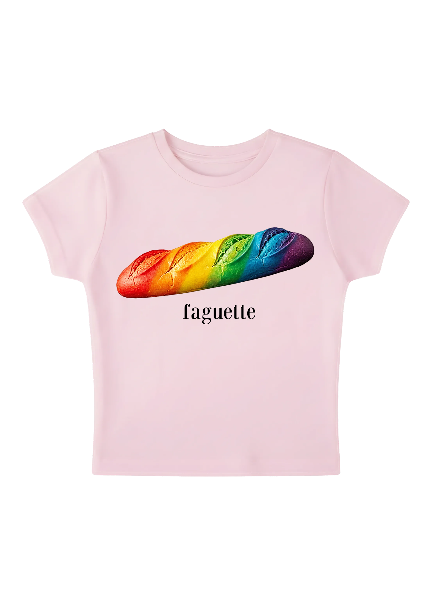 Rainbow Faguette Y2K Baby Tee