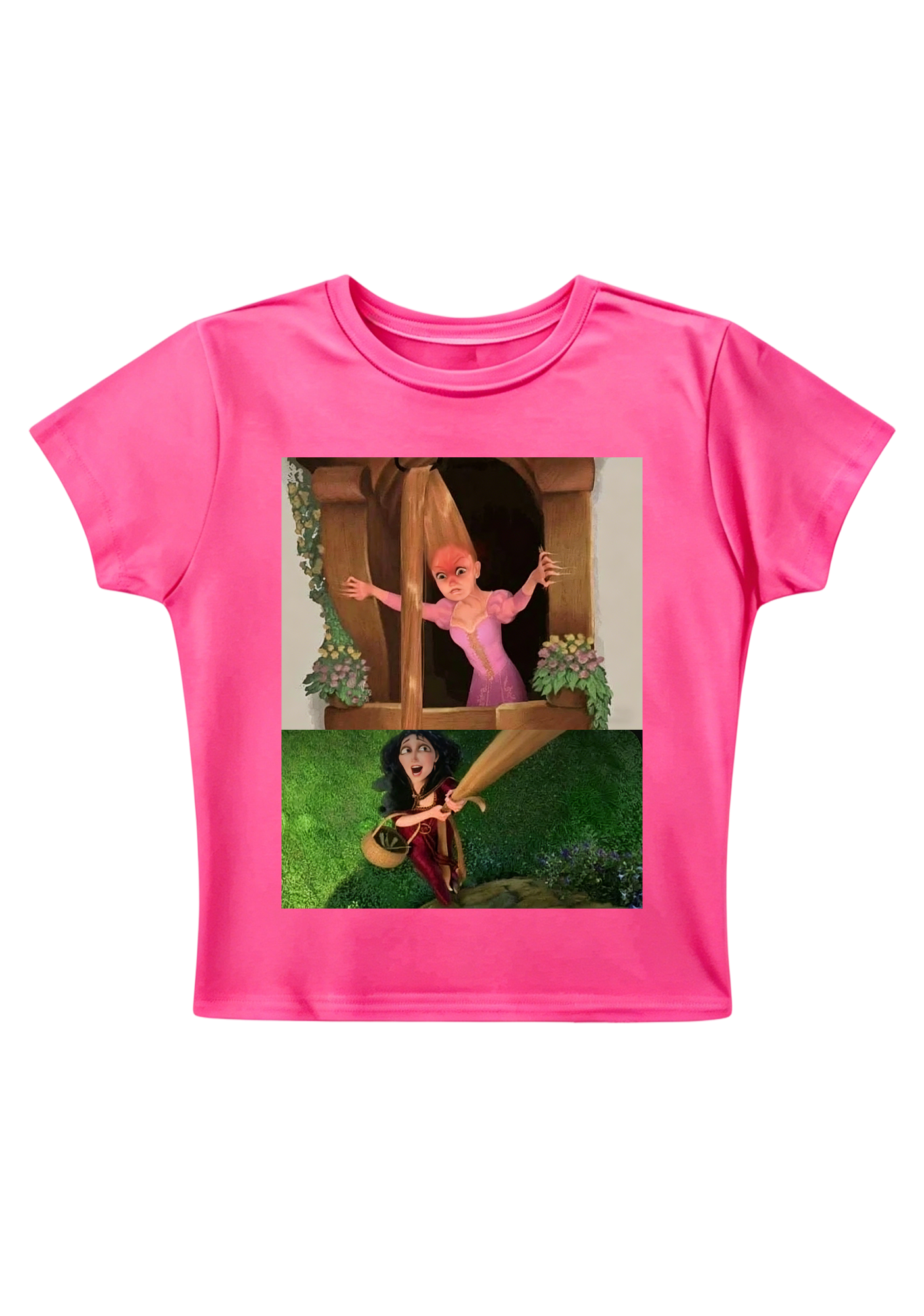 Tangled Rapunzel vs Mother Gothel Meme Y2K Baby Tee