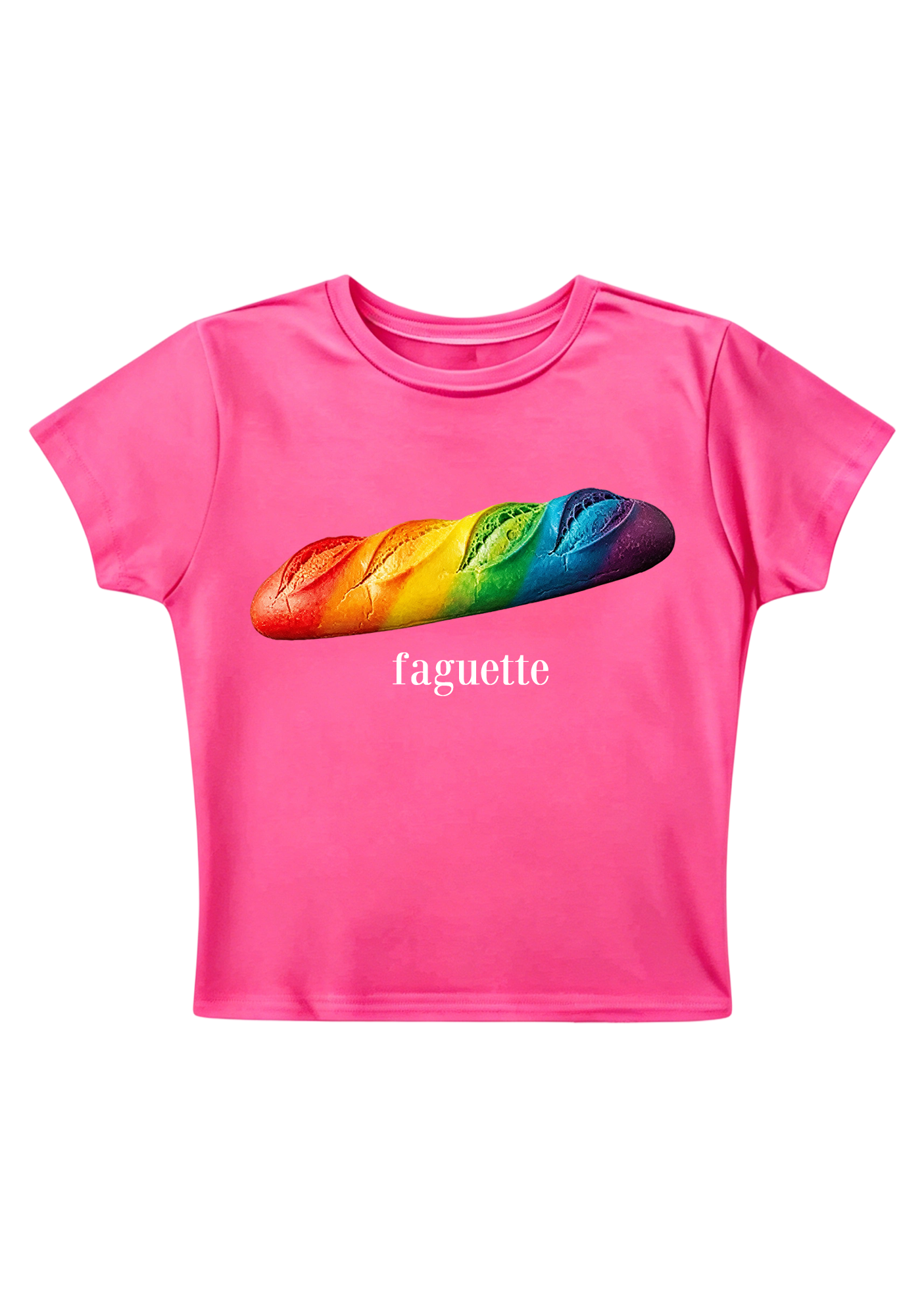 Rainbow Faguette Y2K Baby Tee