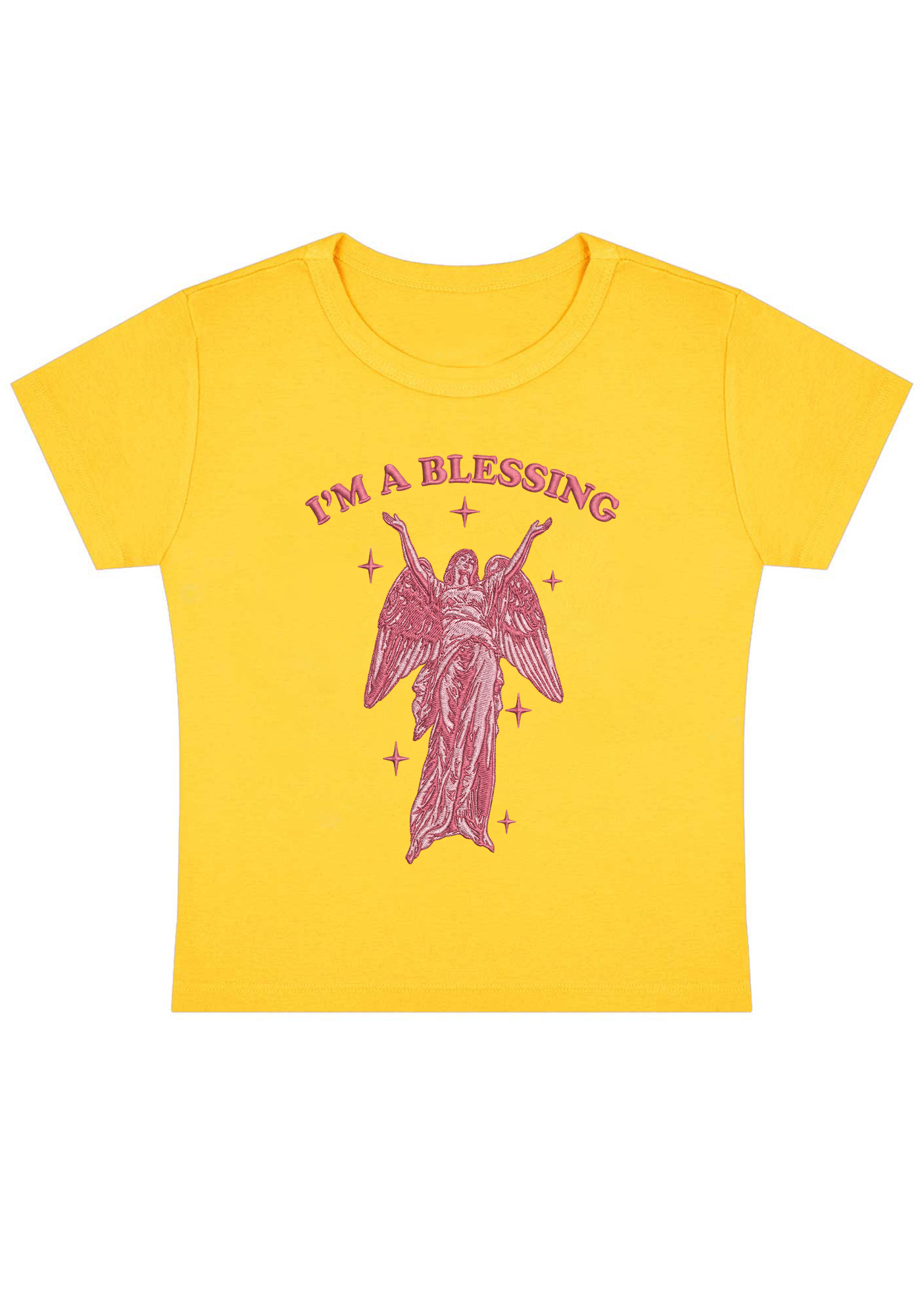 I'm A Blessing Embroidery Y2K Baby Tee
