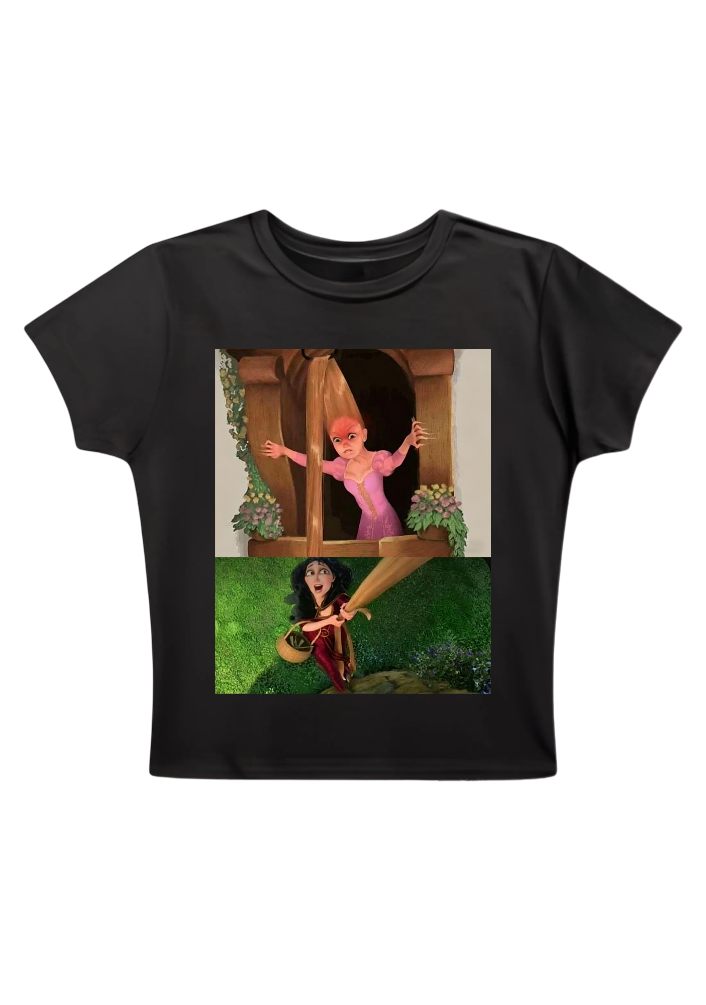 Tangled Rapunzel vs Mother Gothel Meme Y2K Baby Tee