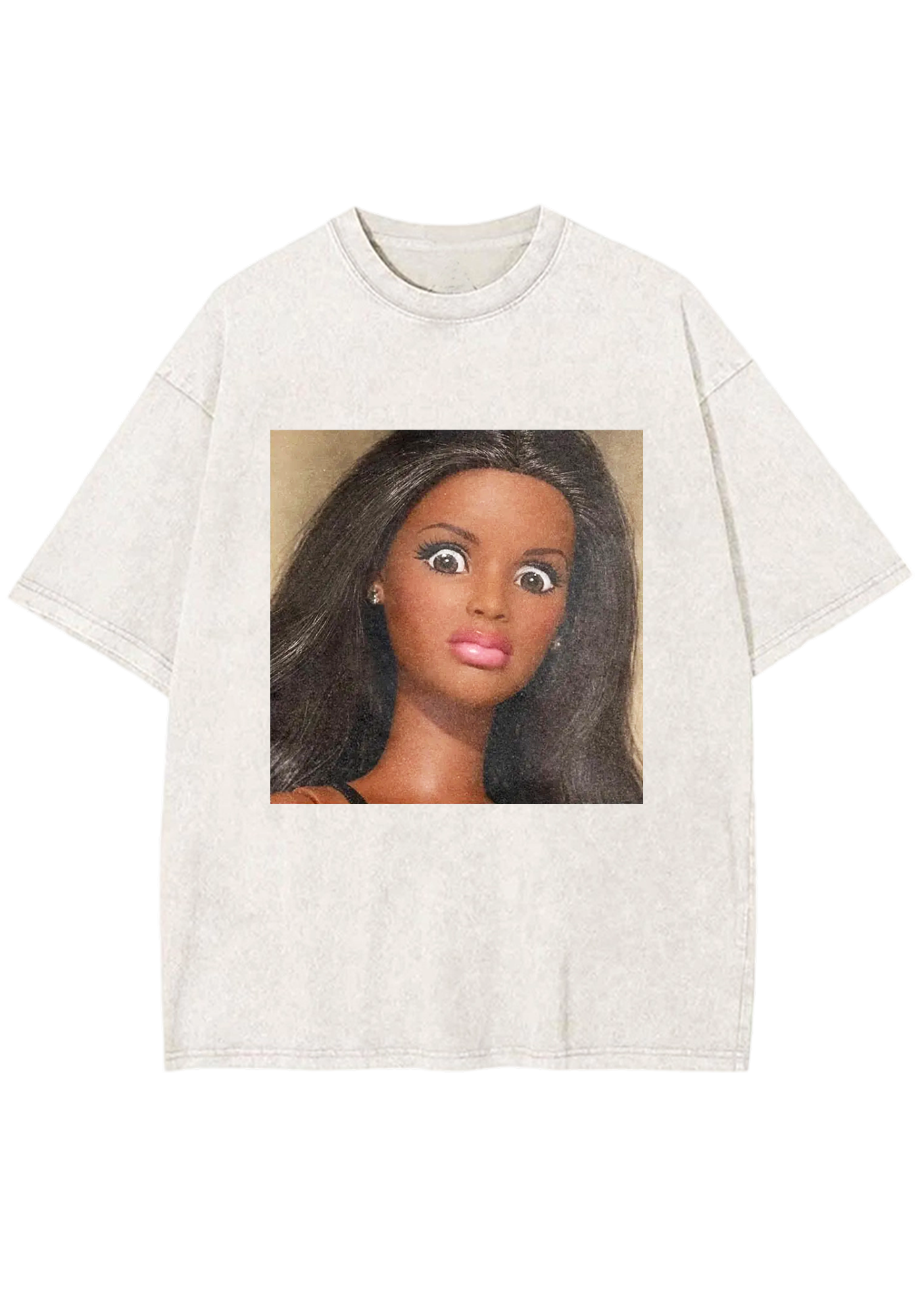 Shocked Big Eyes Barbie Meme Y2K Washed Tee