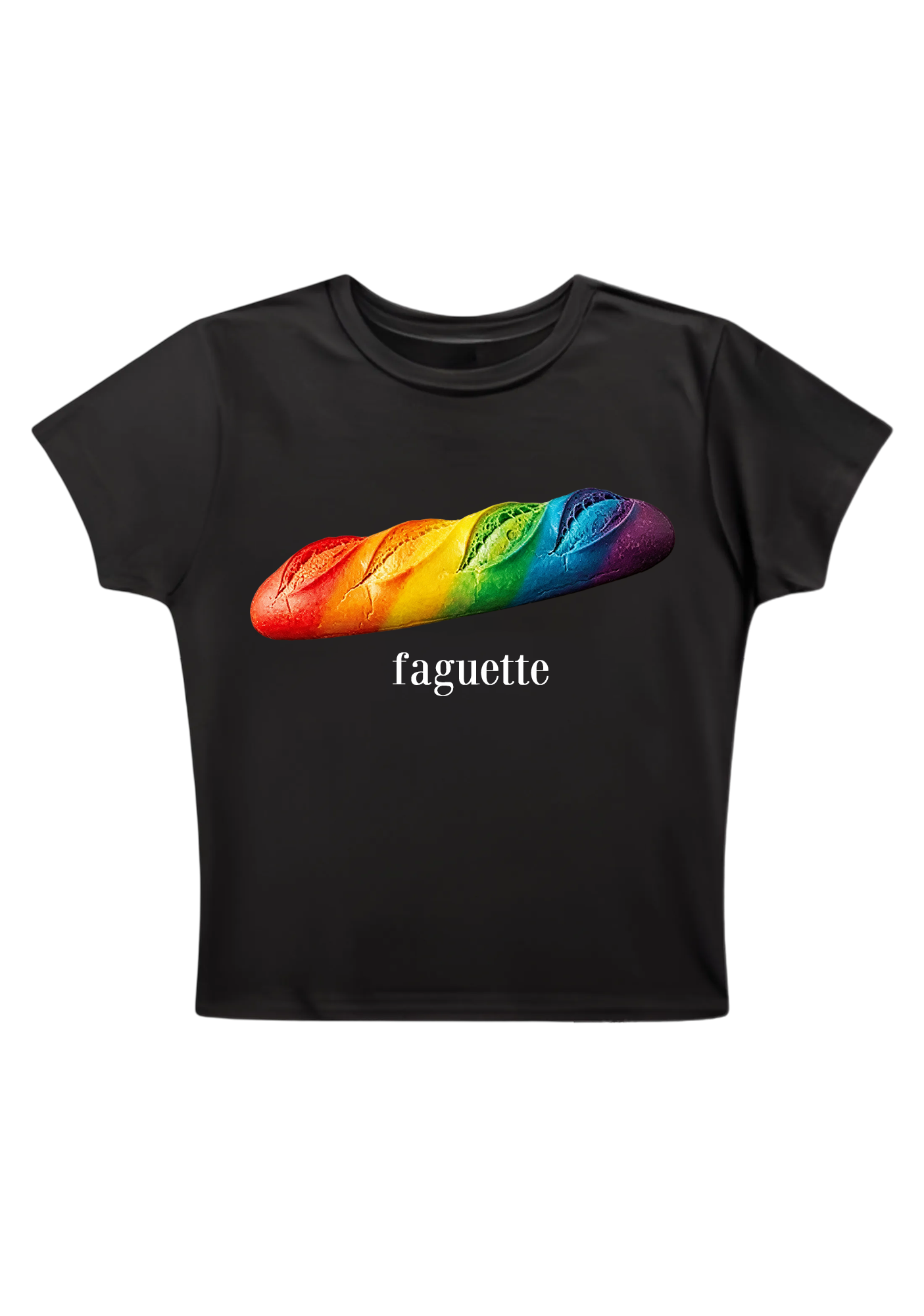 Rainbow Faguette Y2K Baby Tee