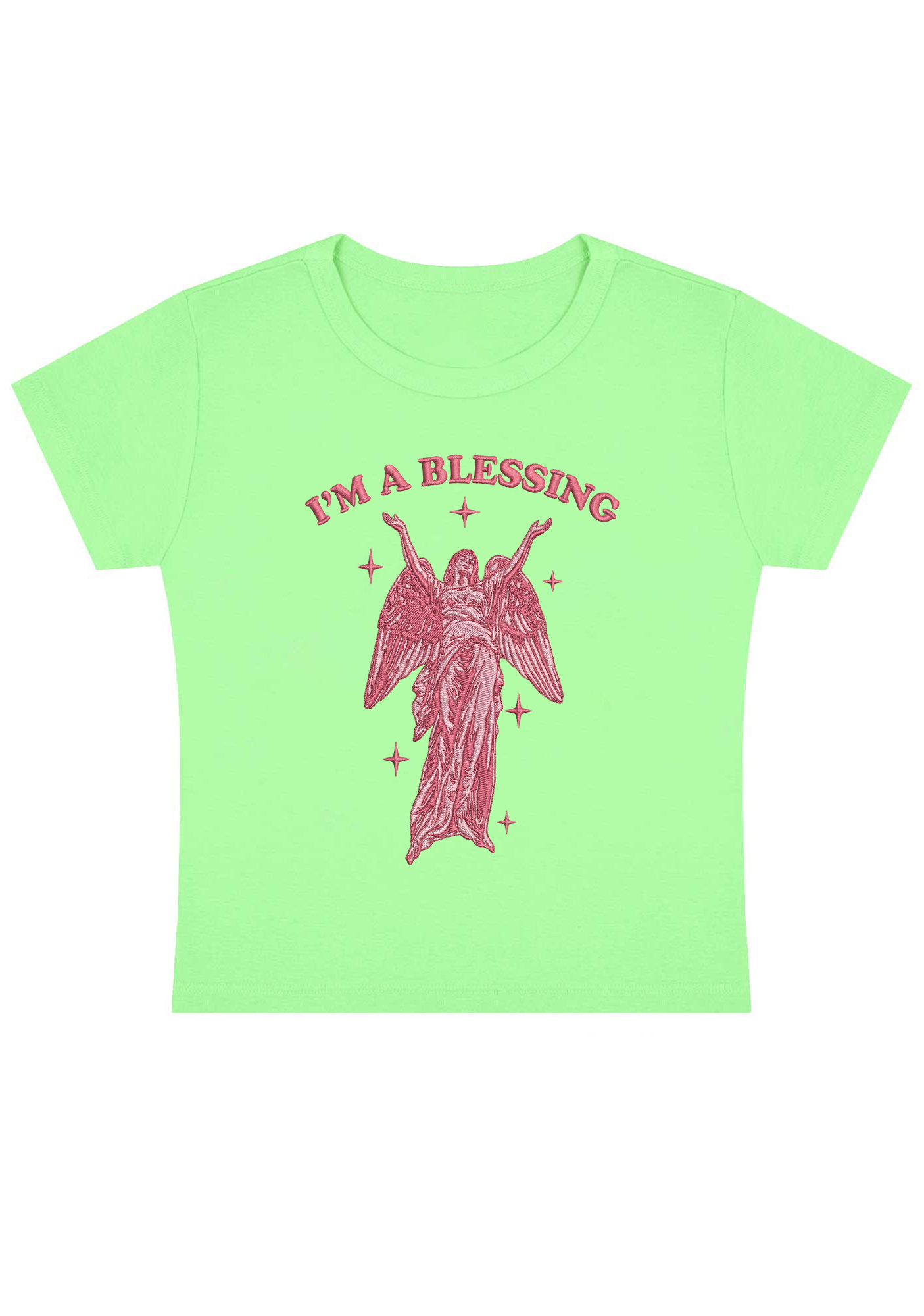 I'm A Blessing Embroidery Y2K Baby Tee