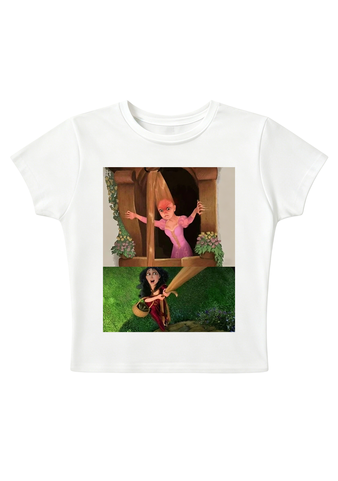 Tangled Rapunzel vs Mother Gothel Meme Y2K Baby Tee