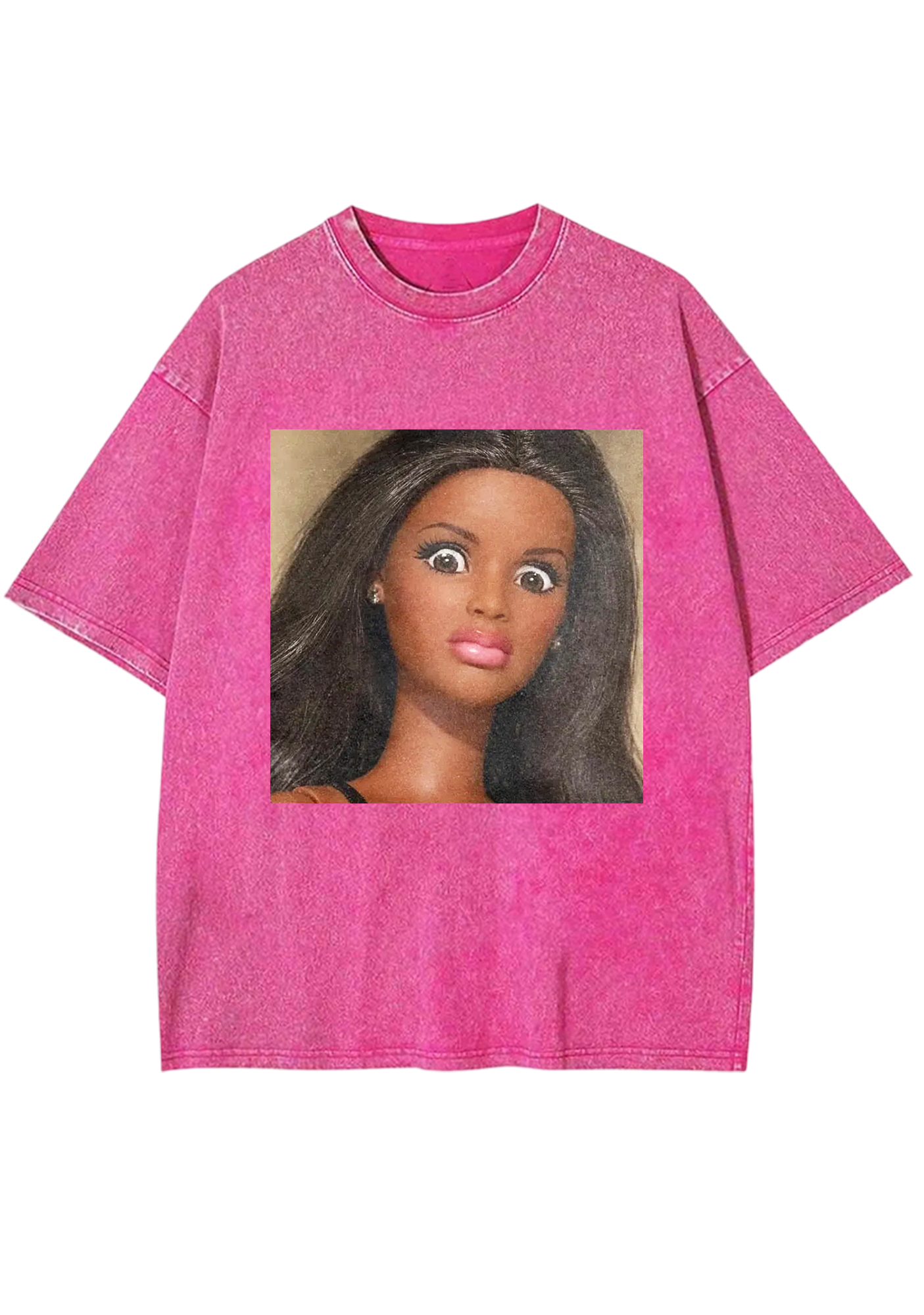 Shocked Big Eyes Barbie Meme Y2K Washed Tee