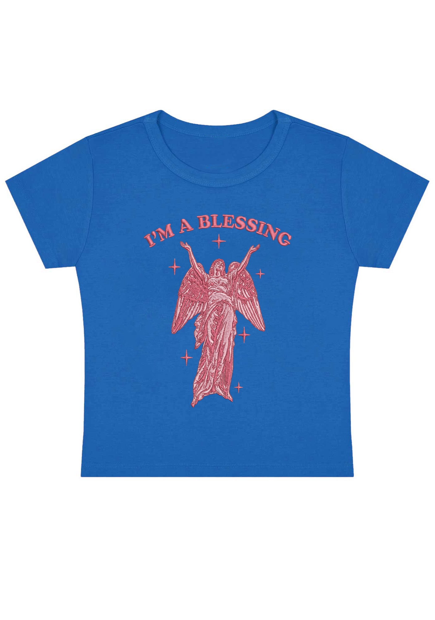 I'm A Blessing Embroidery Y2K Baby Tee