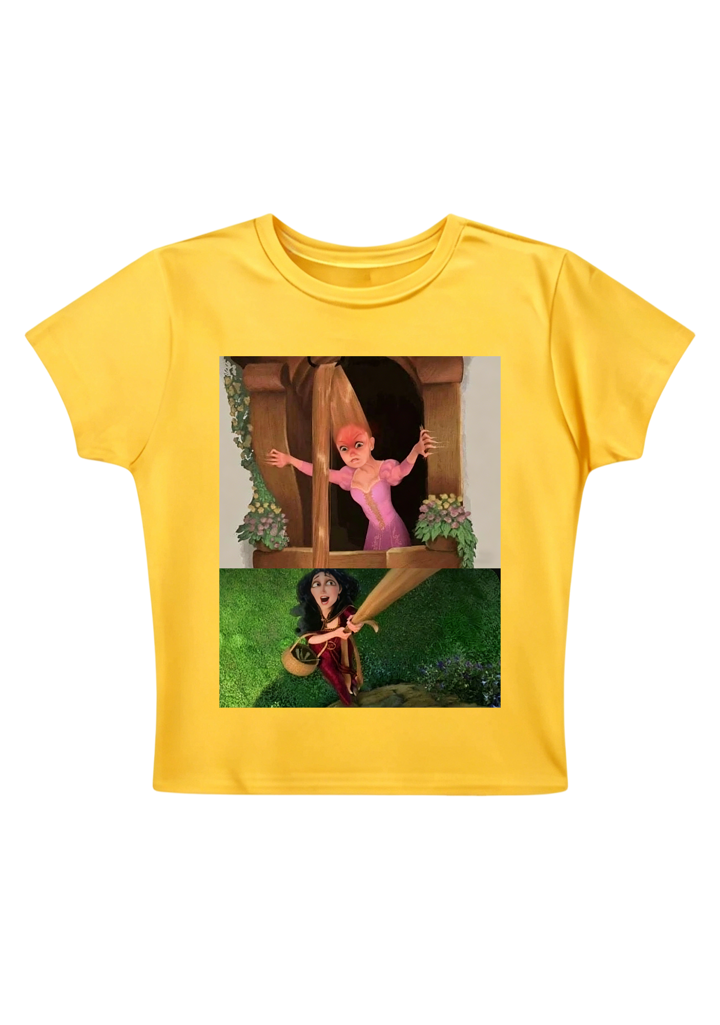 Tangled Rapunzel vs Mother Gothel Meme Y2K Baby Tee