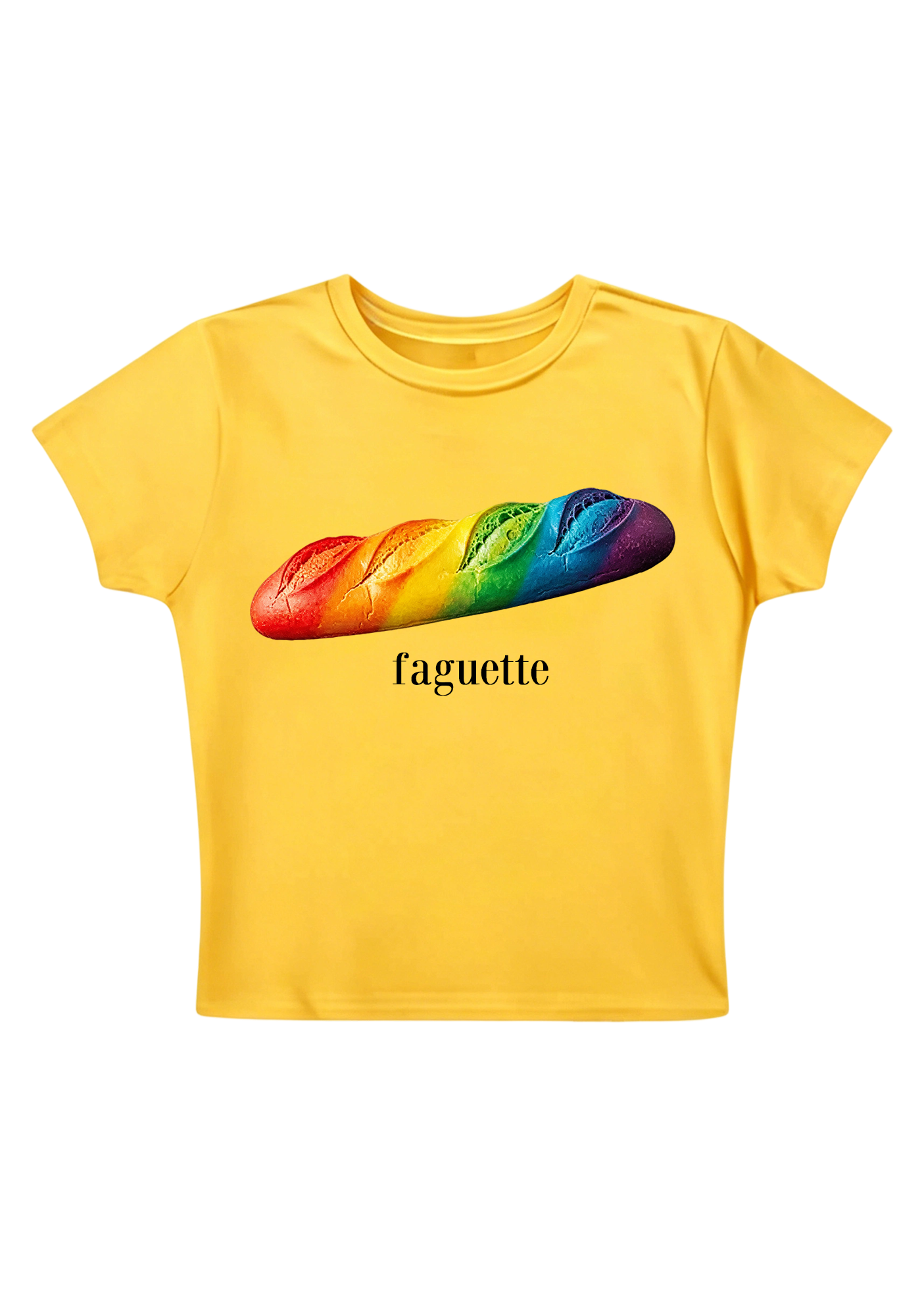 Rainbow Faguette Y2K Baby Tee