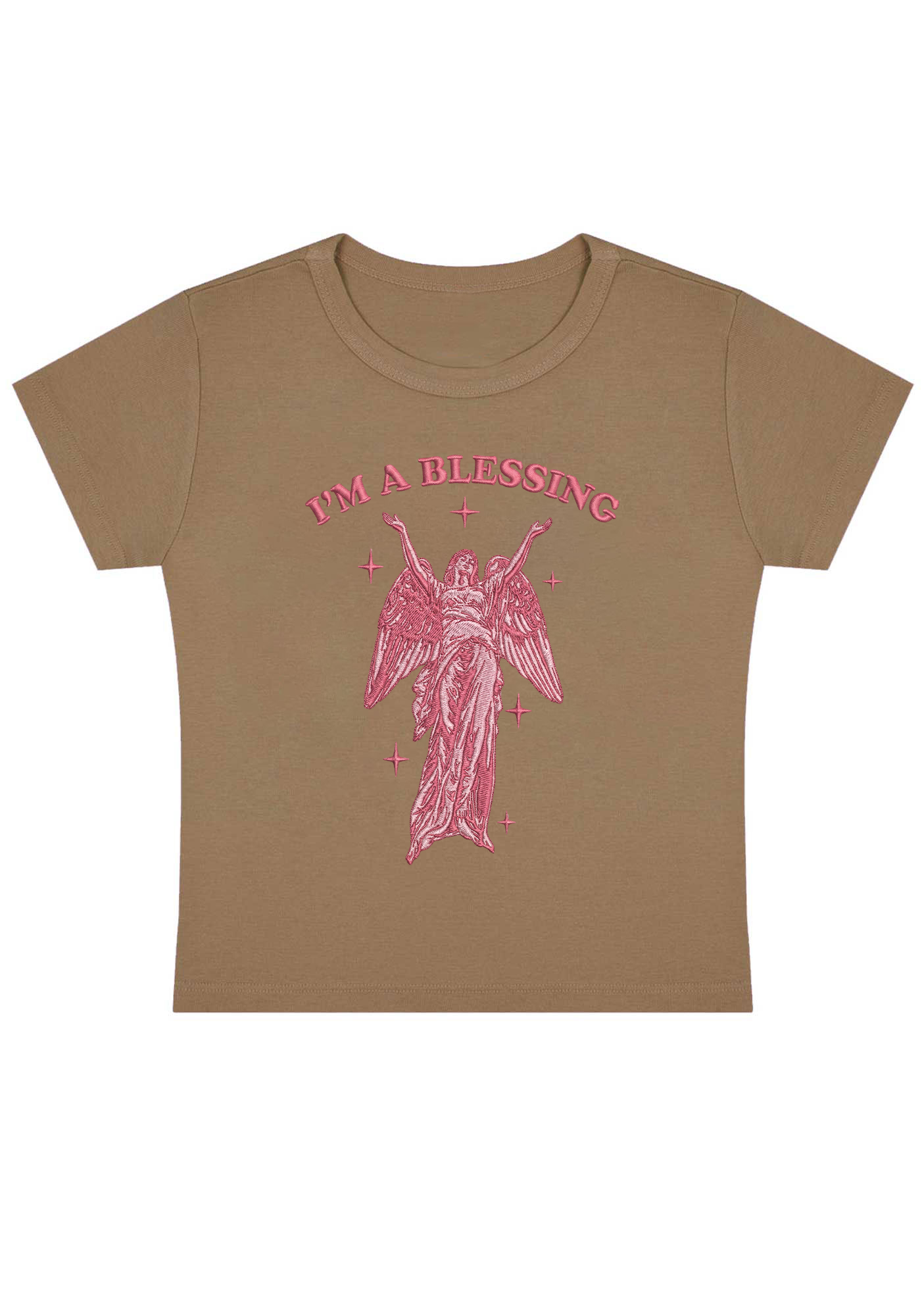 I'm A Blessing Embroidery Y2K Baby Tee