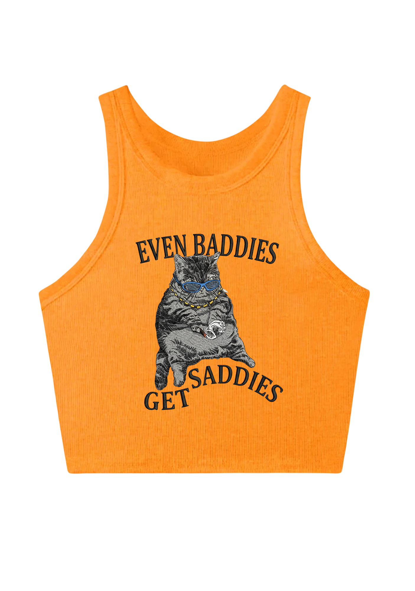 Even Baddies Get Saddies Embroidery Y2K Crop Tank Top