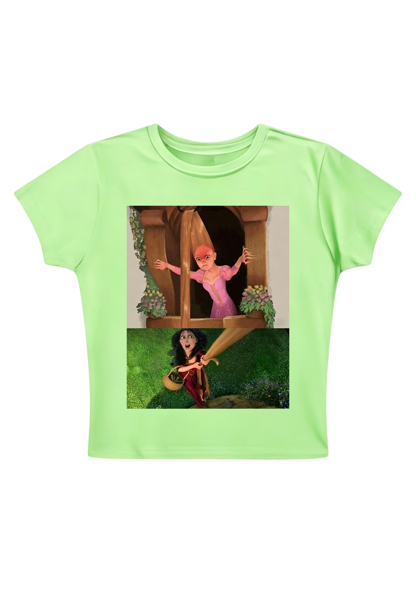 Tangled Rapunzel vs Mother Gothel Meme Y2K Baby Tee