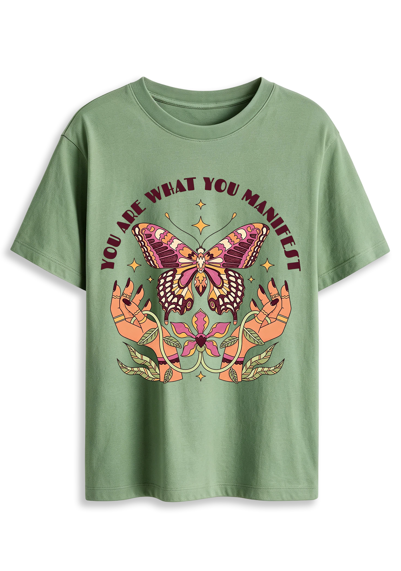 You Are What You Manifest Butterfly Hands Graphic T-Shirt