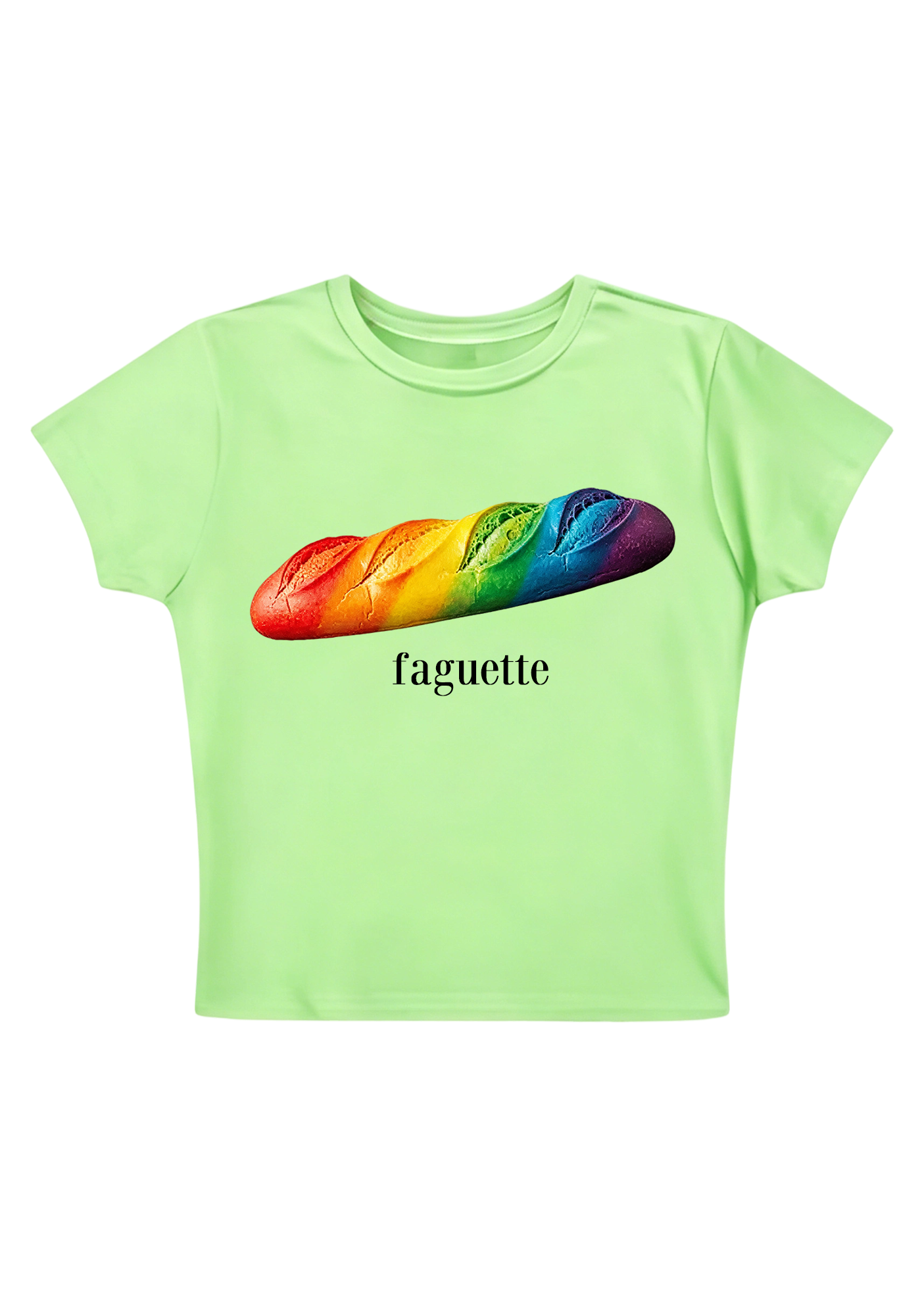 Rainbow Faguette Y2K Baby Tee
