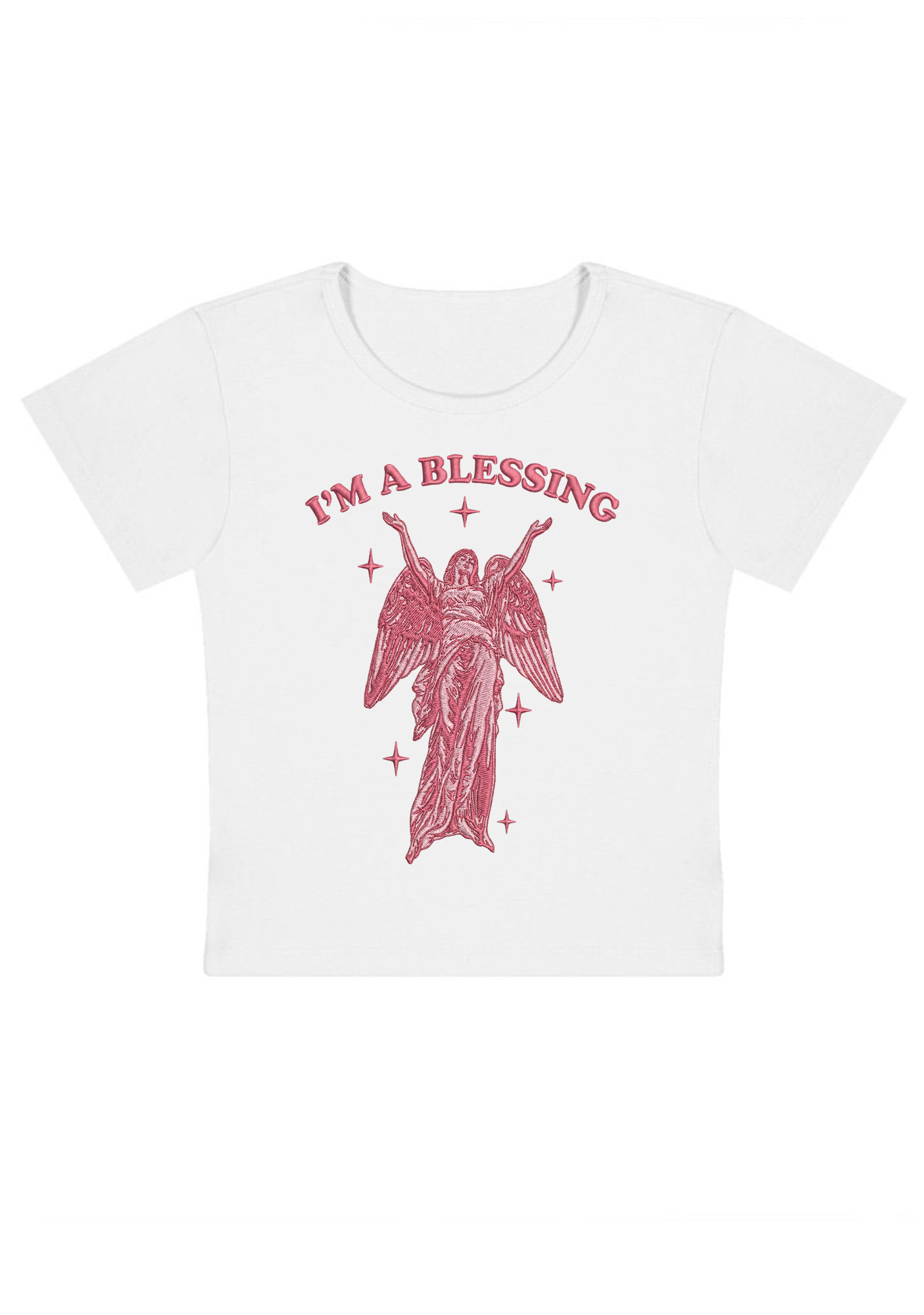 I'm A Blessing Embroidery Y2K Baby Tee