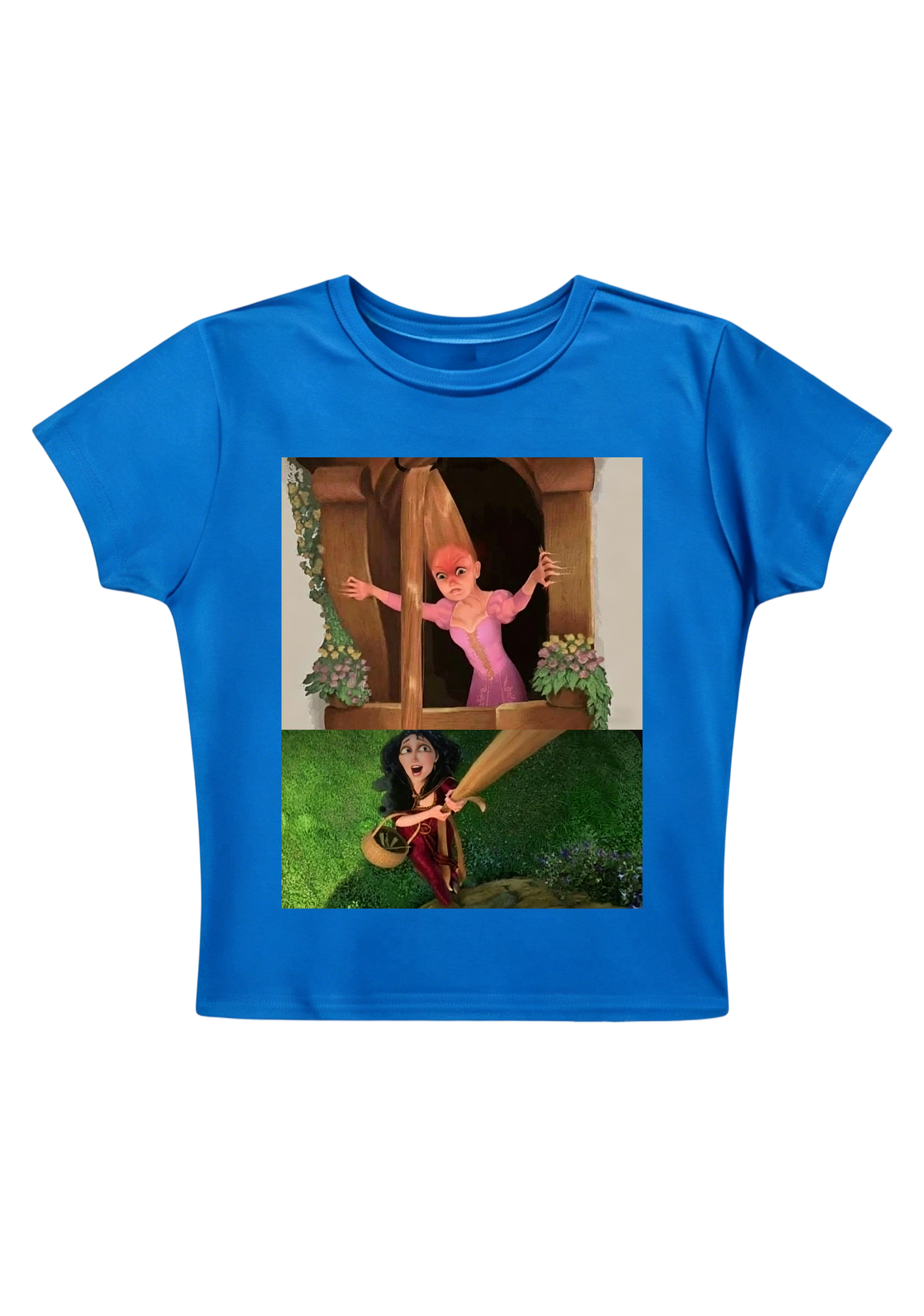 Tangled Rapunzel vs Mother Gothel Meme Y2K Baby Tee