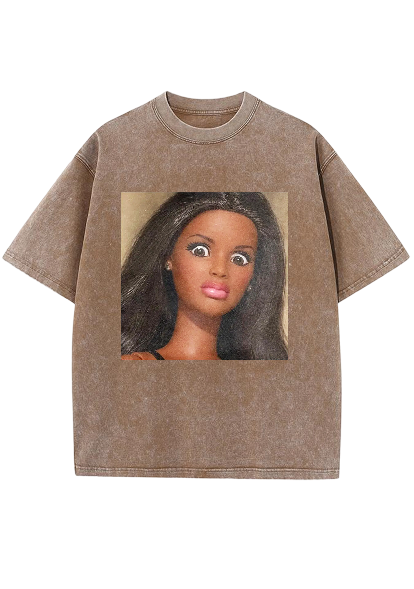 Shocked Big Eyes Barbie Meme Y2K Washed Tee