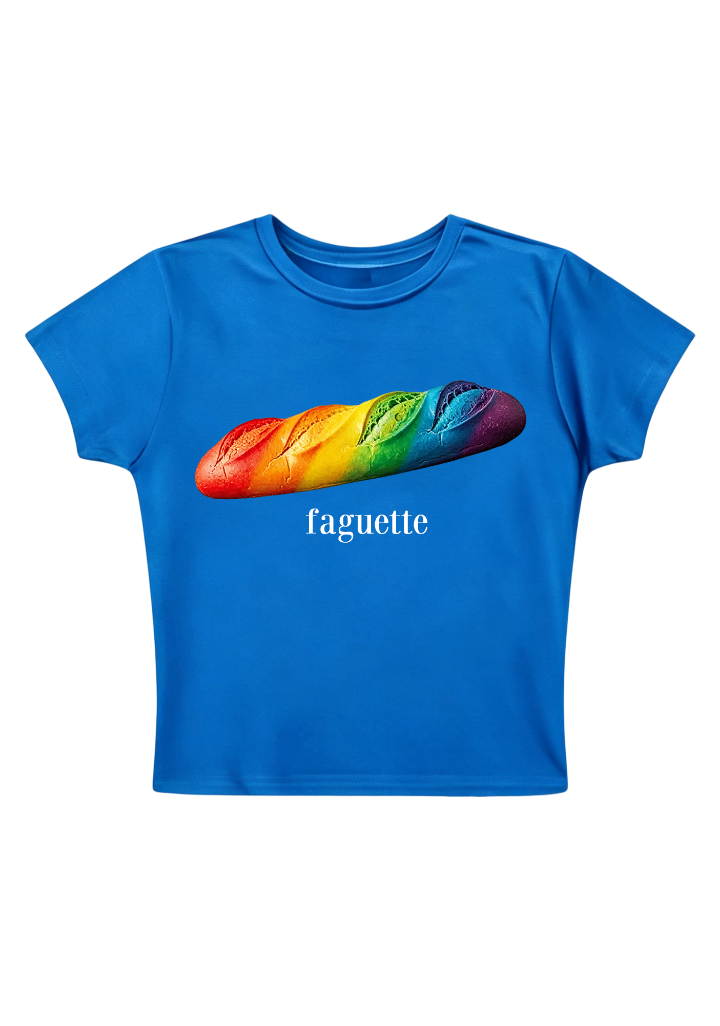 Rainbow Faguette Y2K Baby Tee