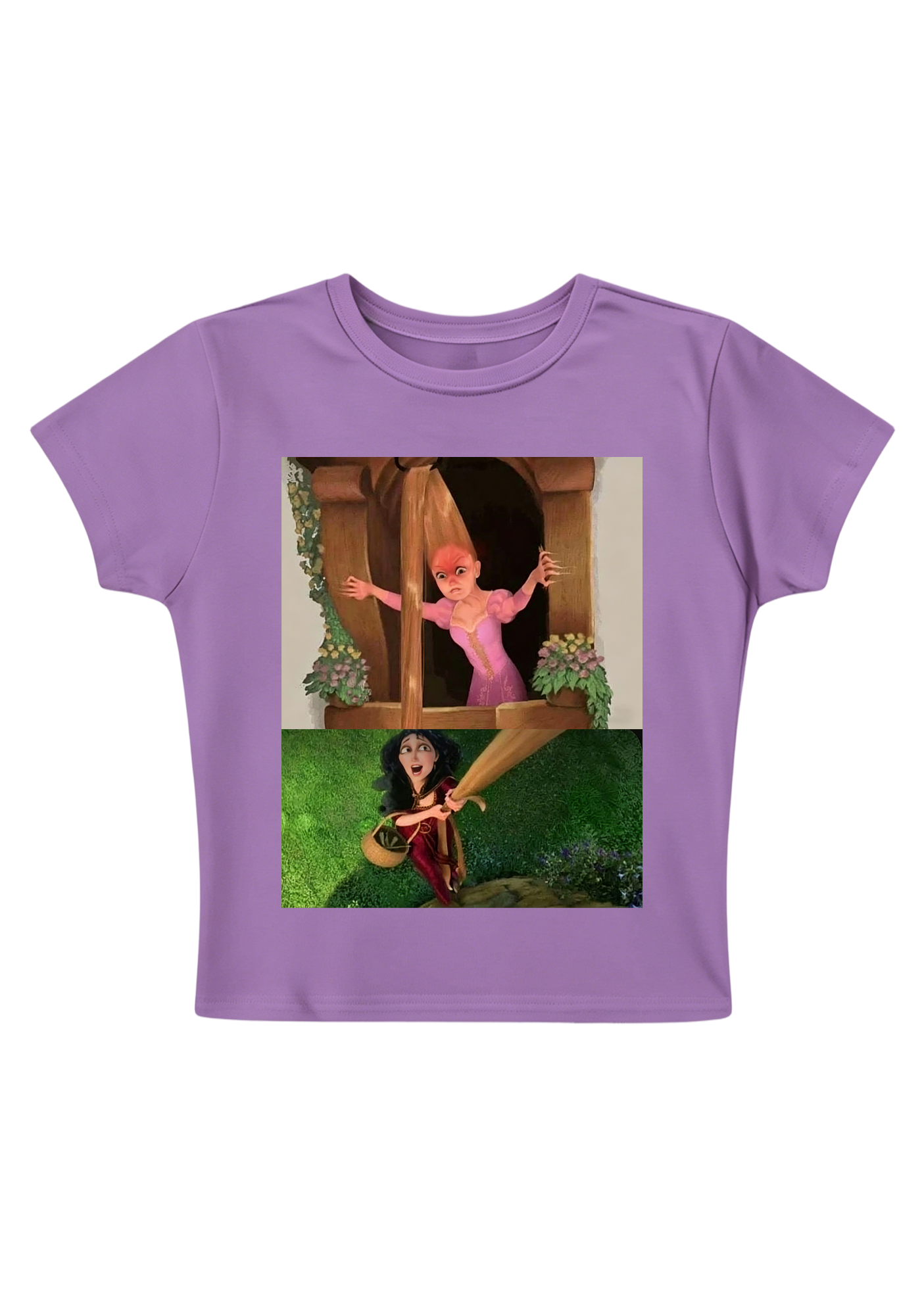 Tangled Rapunzel vs Mother Gothel Meme Y2K Baby Tee