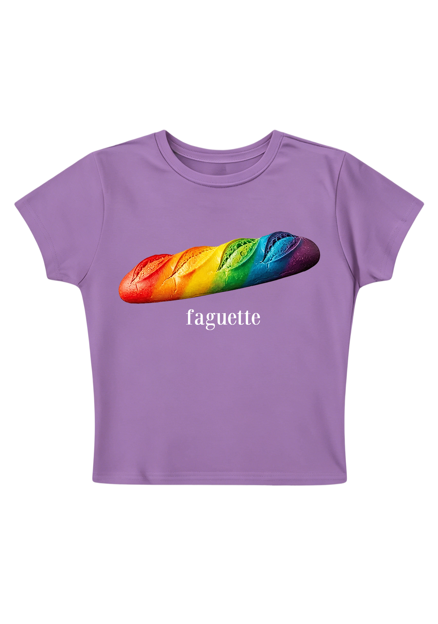 Rainbow Faguette Y2K Baby Tee