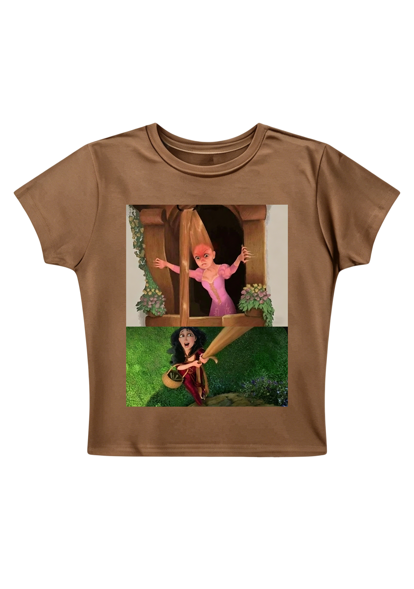Tangled Rapunzel vs Mother Gothel Meme Y2K Baby Tee