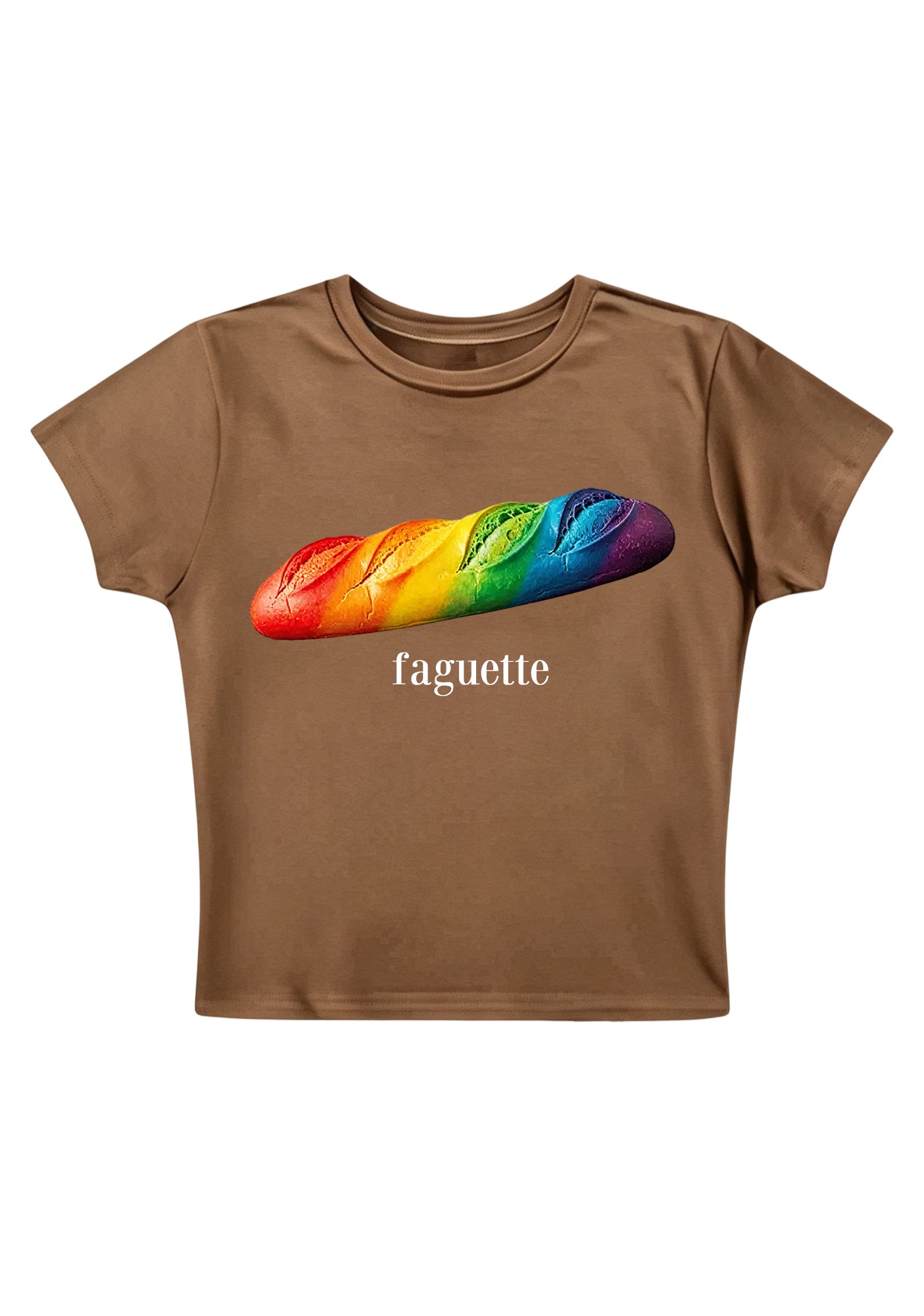 Rainbow Faguette Y2K Baby Tee
